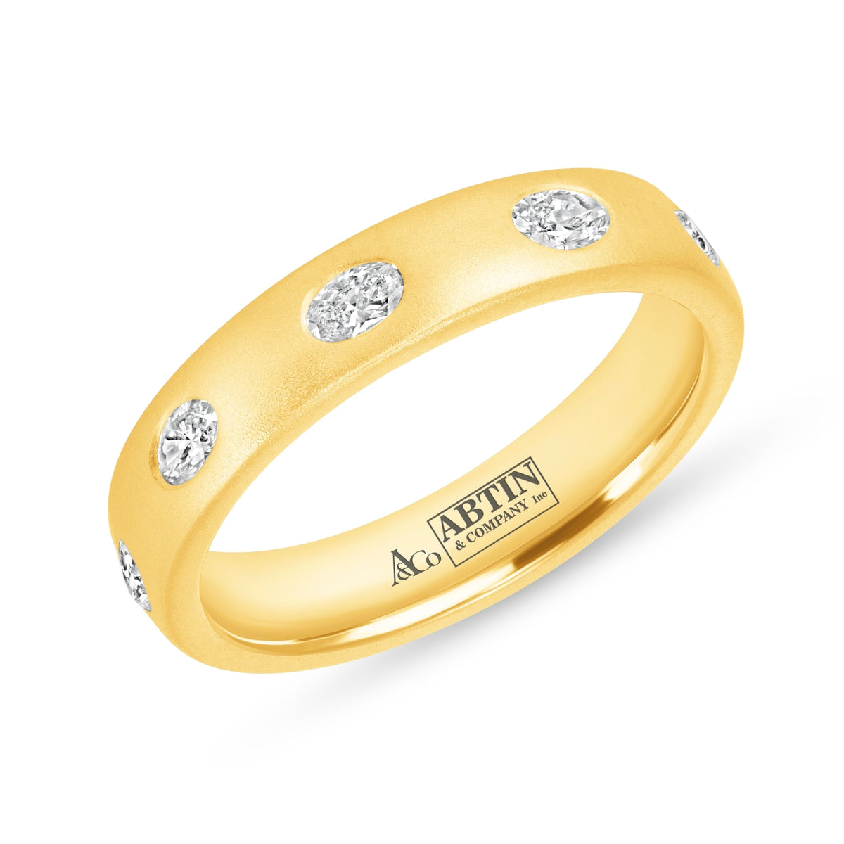 Dome Dot Flush Set Oval Diamond Ring Ring   - Abtin & Co.