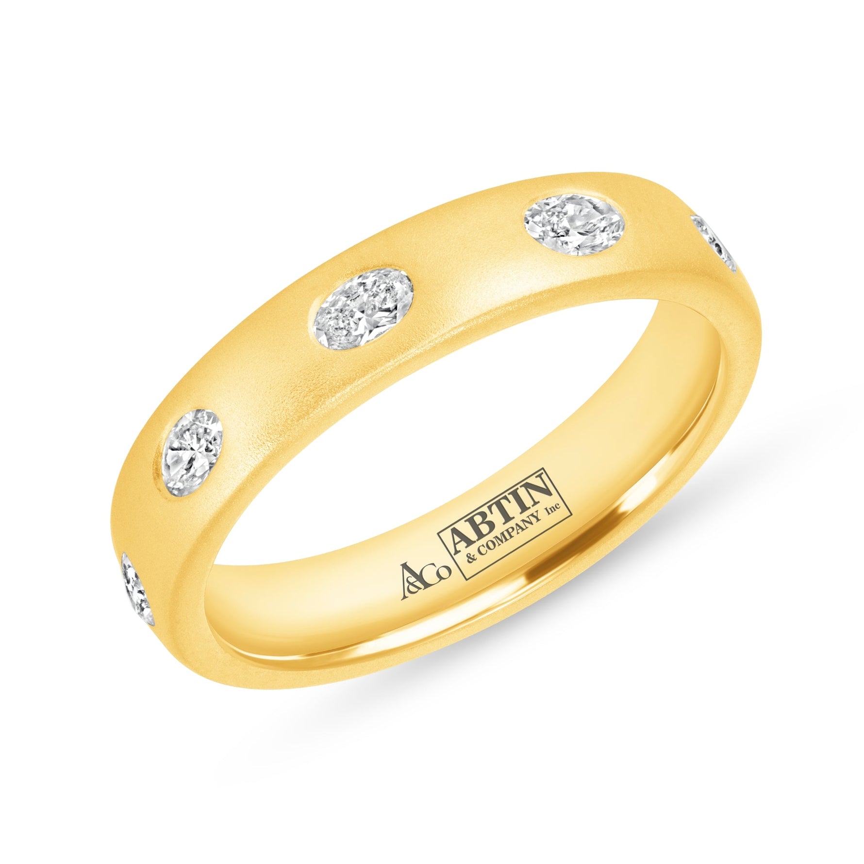 Dome Dot Flush Set Oval Diamond Ring Ring   - Abtin & Co.