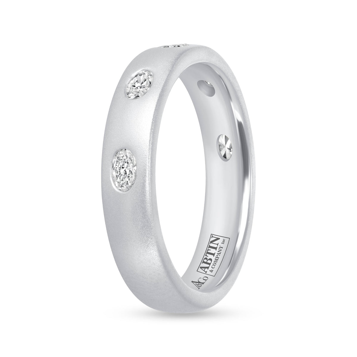 Dome Dot Flush Set Oval Diamond Ring Ring   - Abtin & Co.