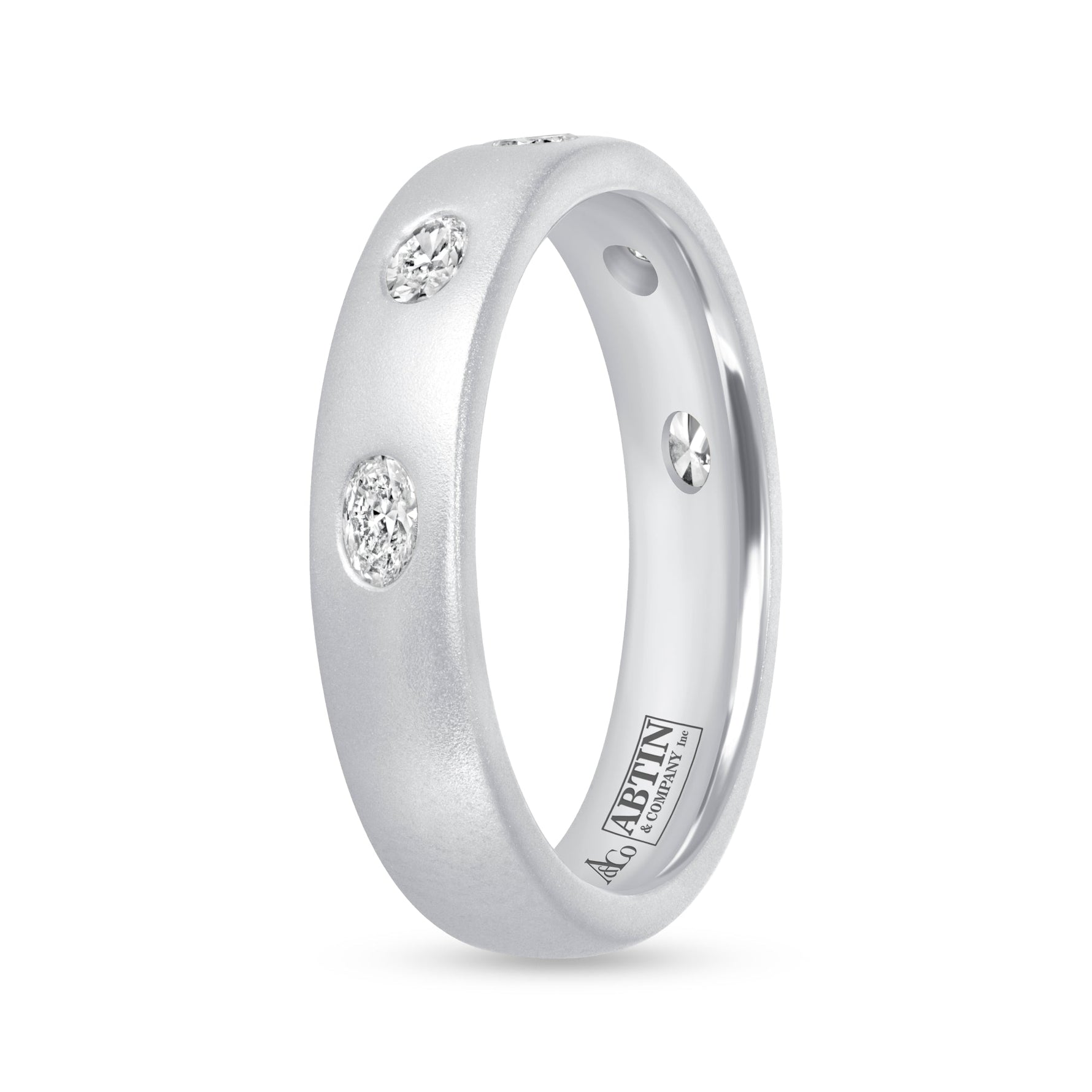 Dome Dot Flush Set Oval Diamond Ring Ring   - Abtin & Co.