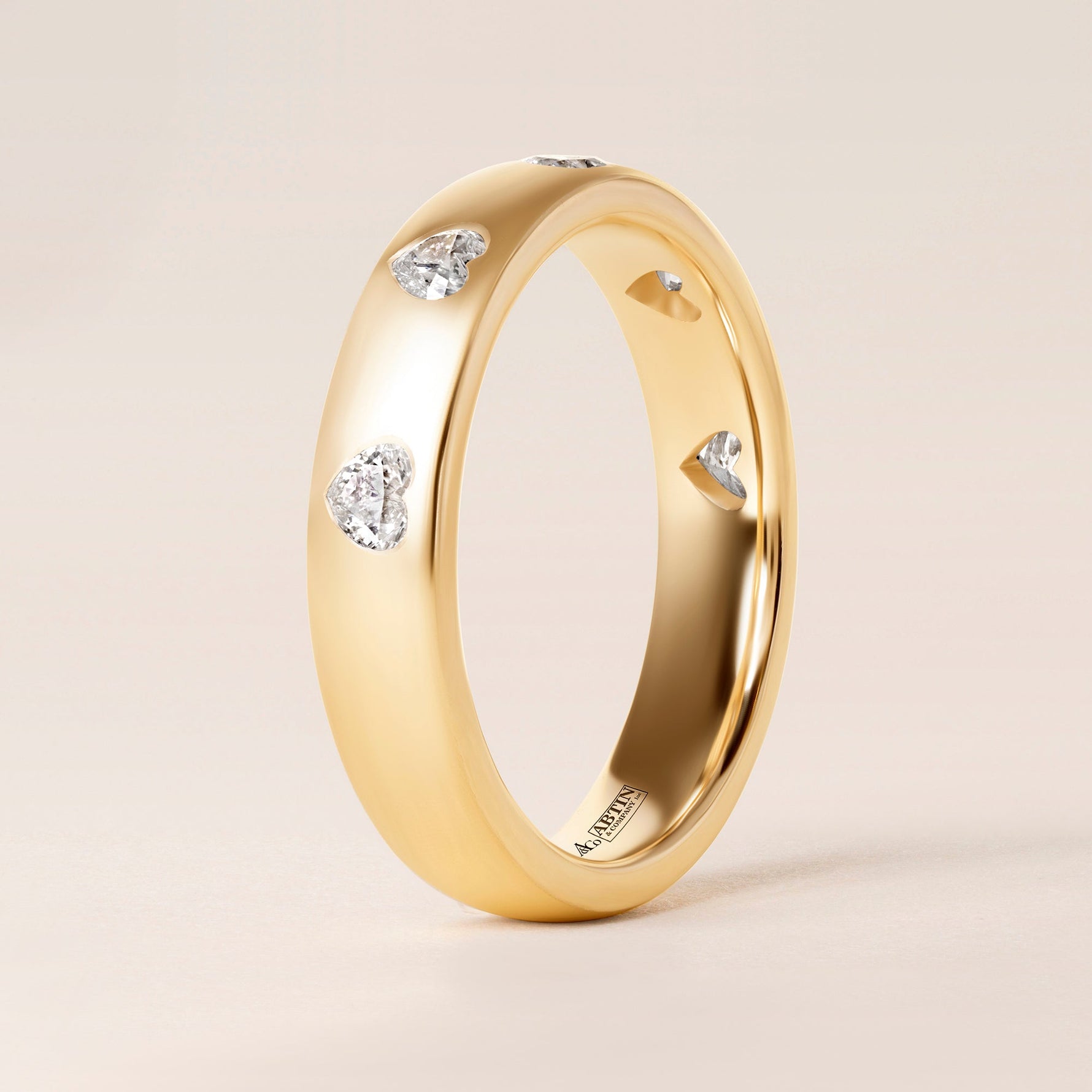 Dome Dot Flush Set Straight Heart Diamond Ring Ring ABB-709.1-HT-D-1  - Abtin & Co.