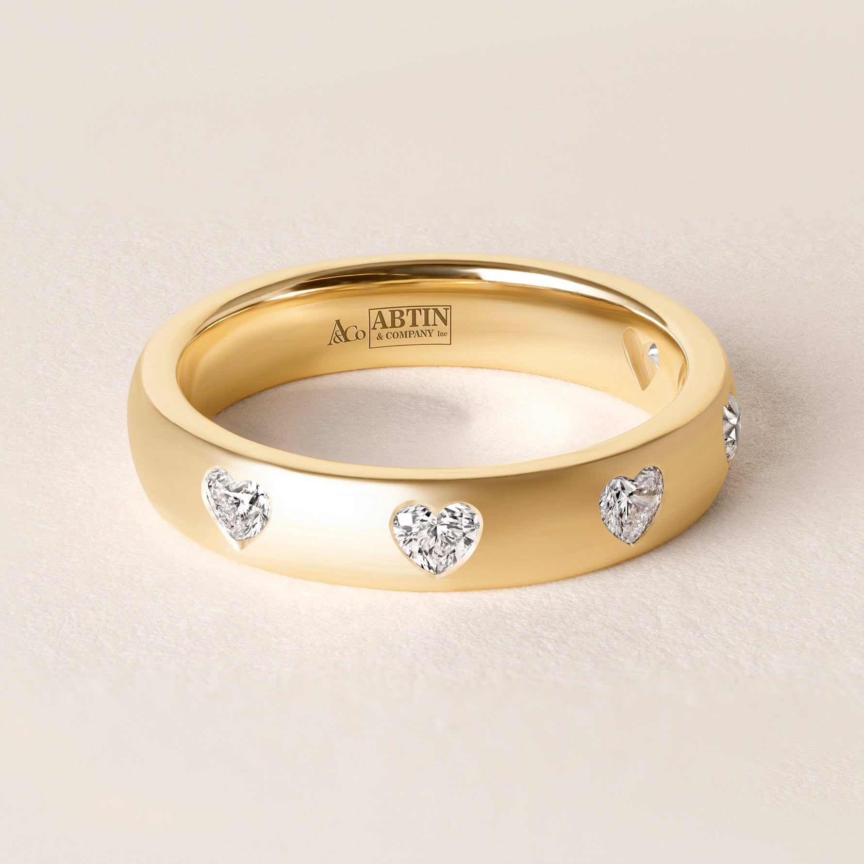 Dome Dot Flush Set Straight Heart Diamond Ring Ring ABB-709.1-HT-D-1  - Abtin & Co.