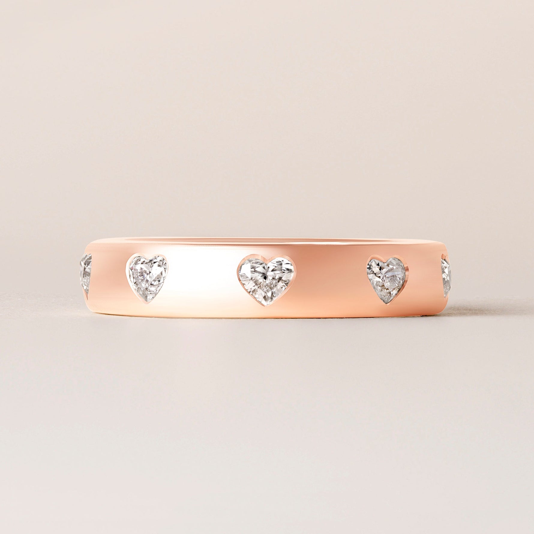 Dome Dot Flush Set Straight Heart Diamond Ring Ring ABB-709.1-HT-D-27  - Abtin & Co.