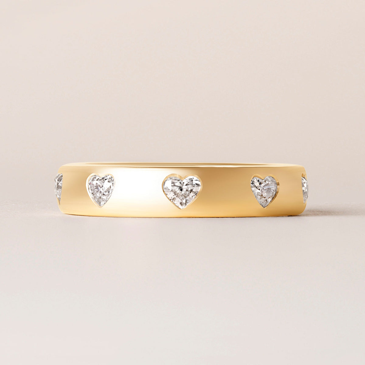 Dome Dot Flush Set Straight Heart Diamond Ring Ring ABB-709.1-HT-D-1  - Abtin & Co.