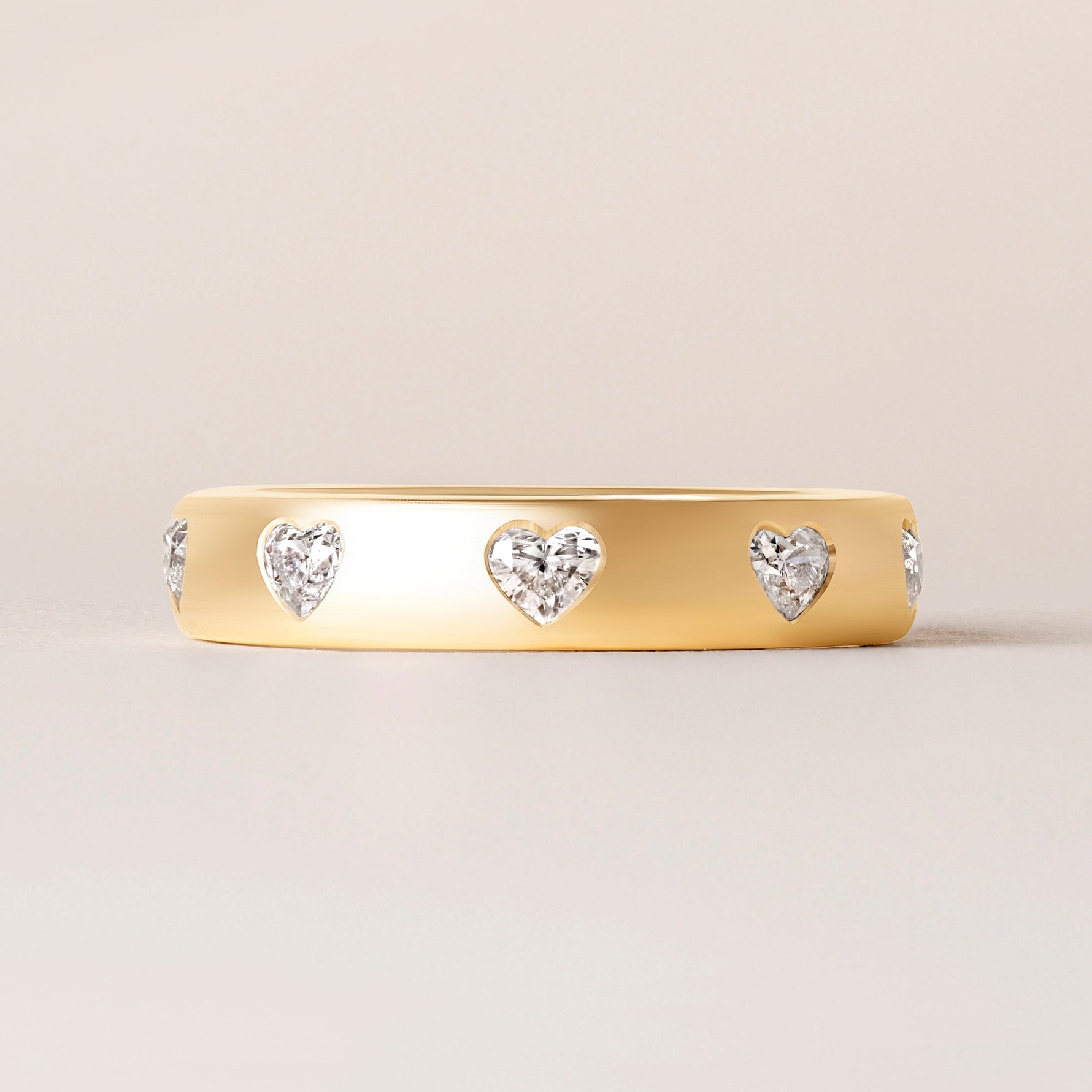 Dome Dot Flush Set Straight Heart Diamond Ring Ring ABB-709.1-HT-D-1  - Abtin & Co.