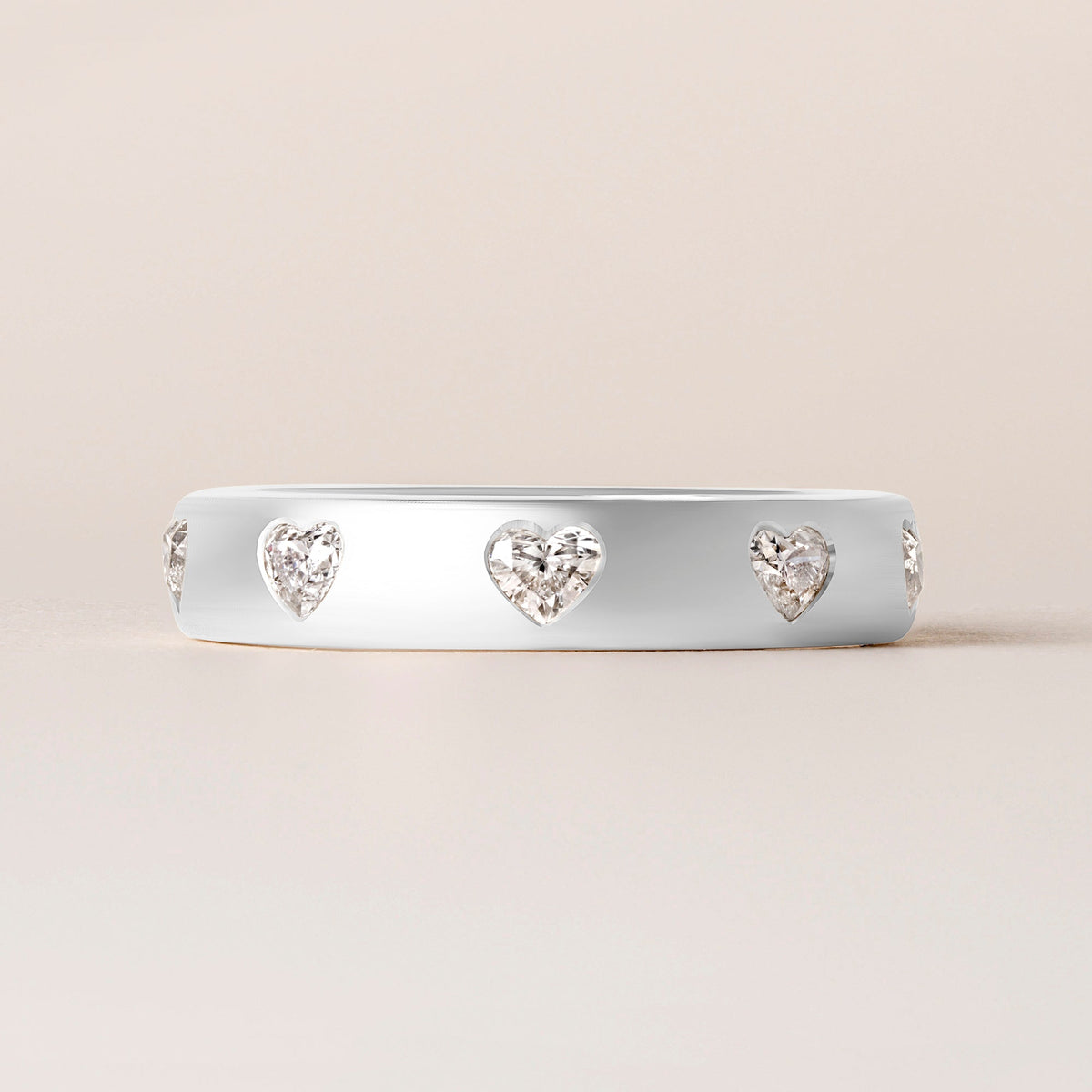 Dome Dot Flush Set Straight Heart Diamond Ring Ring ABB-709.1-HT-D-14  - Abtin & Co.