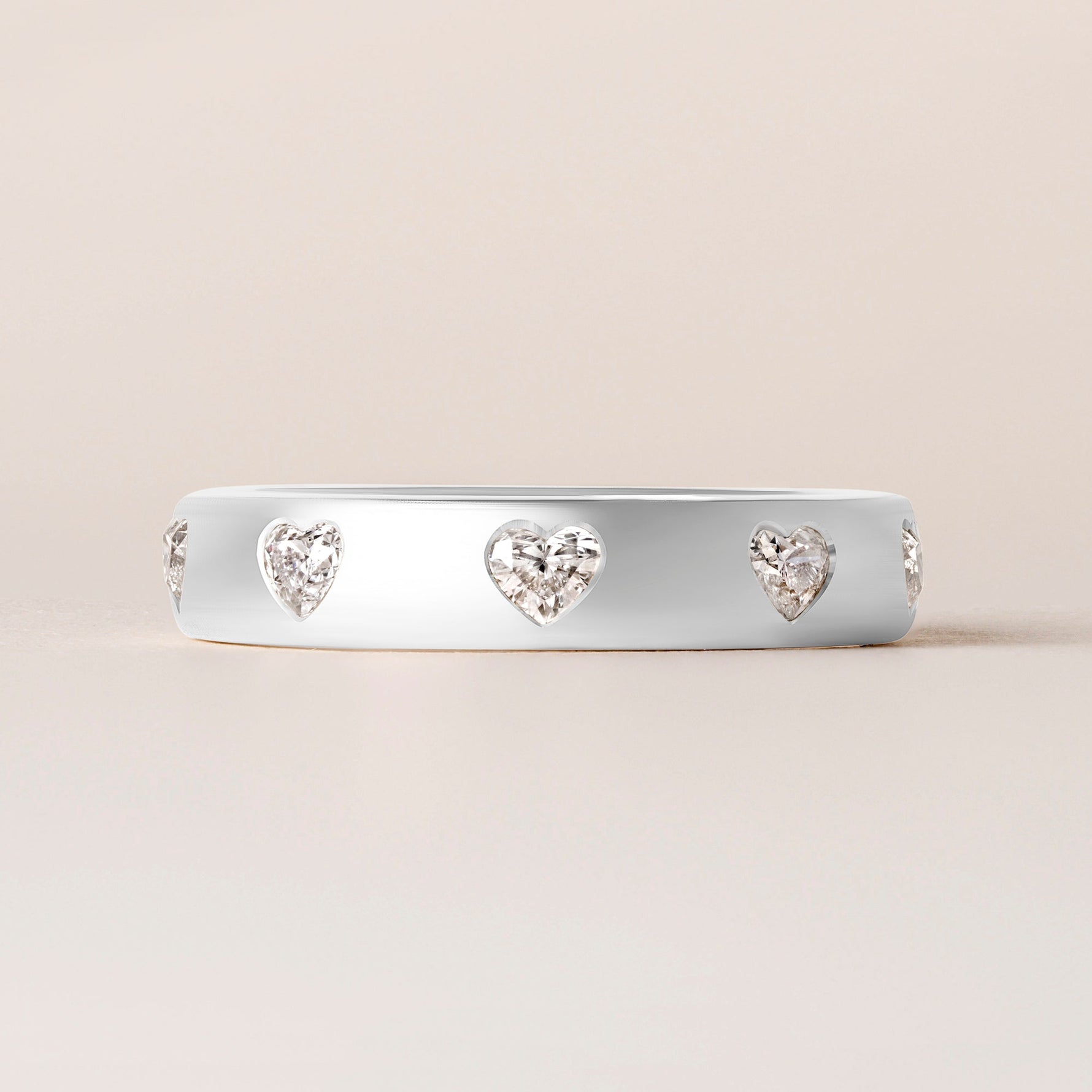 Dome Dot Flush Set Straight Heart Diamond Ring Ring ABB-709.1-HT-D-14  - Abtin & Co.