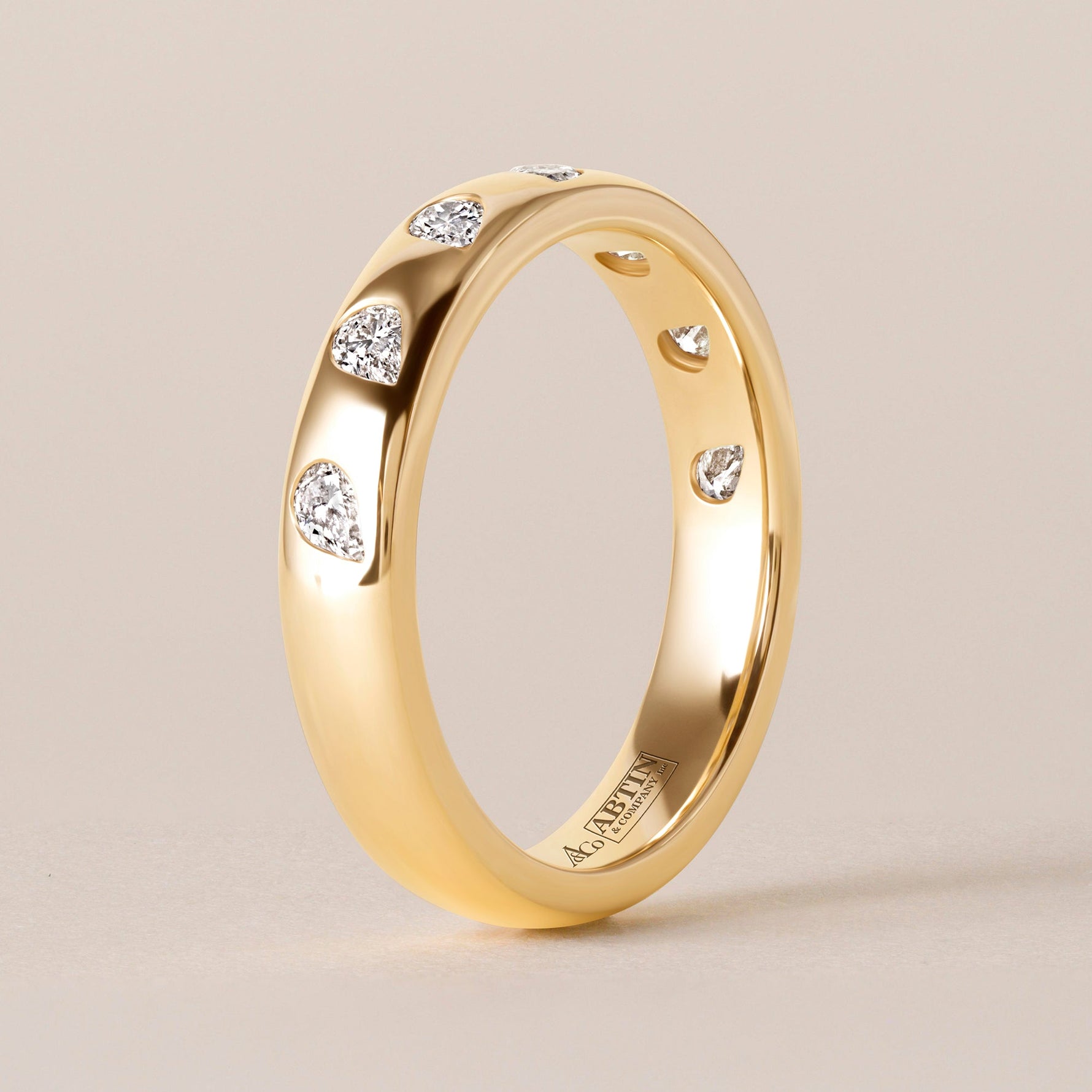 Dome Dot Flush Set Tilted Pear Diamond Ring Ring ABB-709.1-V2-PR-D-1  - Abtin & Co.
