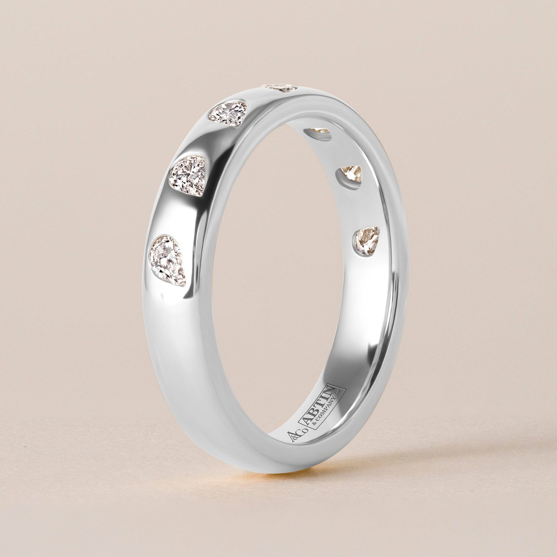 Dome Dot Flush Set Tilted Pear Diamond Ring Ring ABB-709.1-V2-PR-D-14  - Abtin & Co.