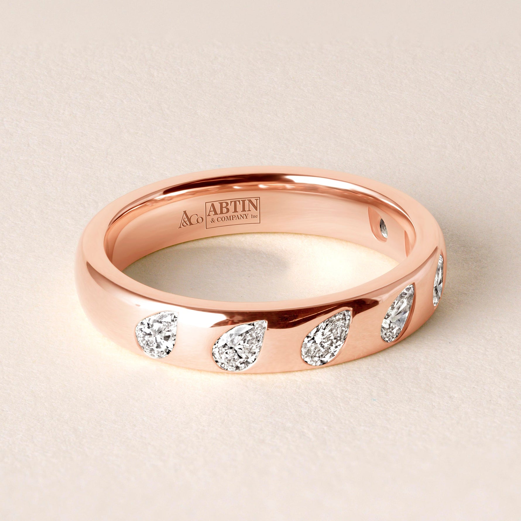 Dome Dot Flush Set Tilted Pear Diamond Ring Ring ABB-709.1-V2-PR-D-27  - Abtin & Co.