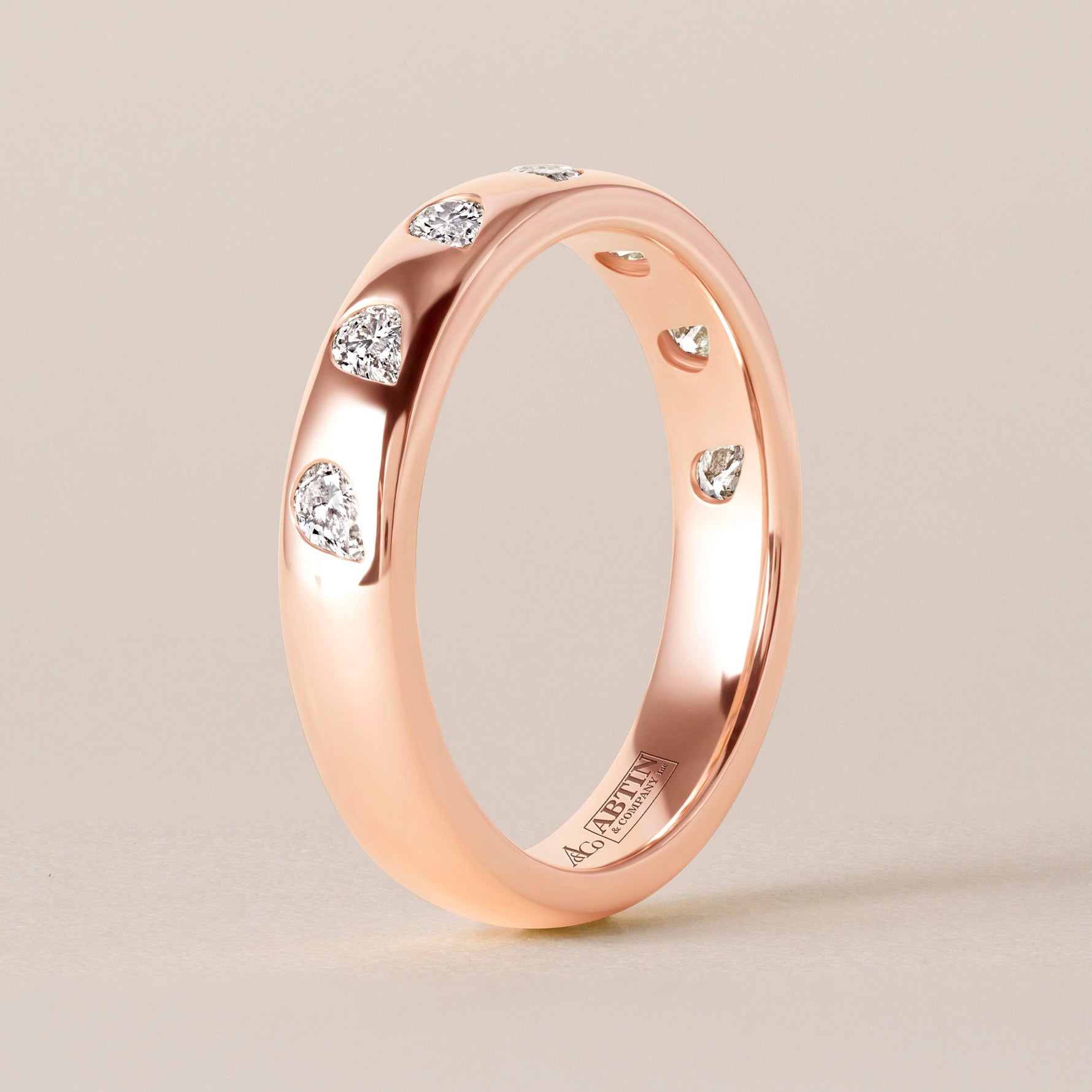 Dome Dot Flush Set Tilted Pear Diamond Ring Ring ABB-709.1-V2-PR-D-27  - Abtin & Co.