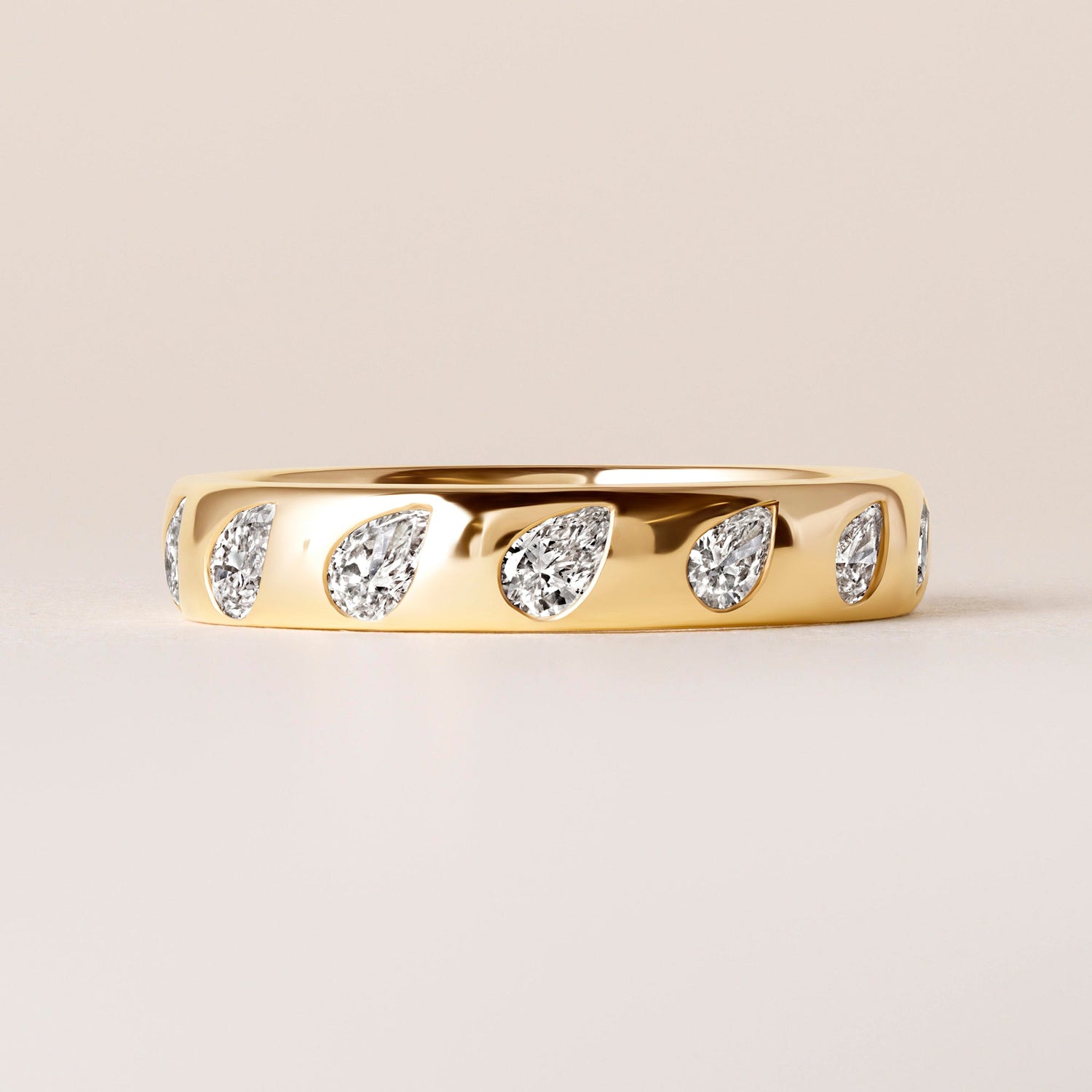 Dome Dot Flush Set Tilted Pear Diamond Ring Ring ABB-709.1-V2-PR-D-1  - Abtin & Co.