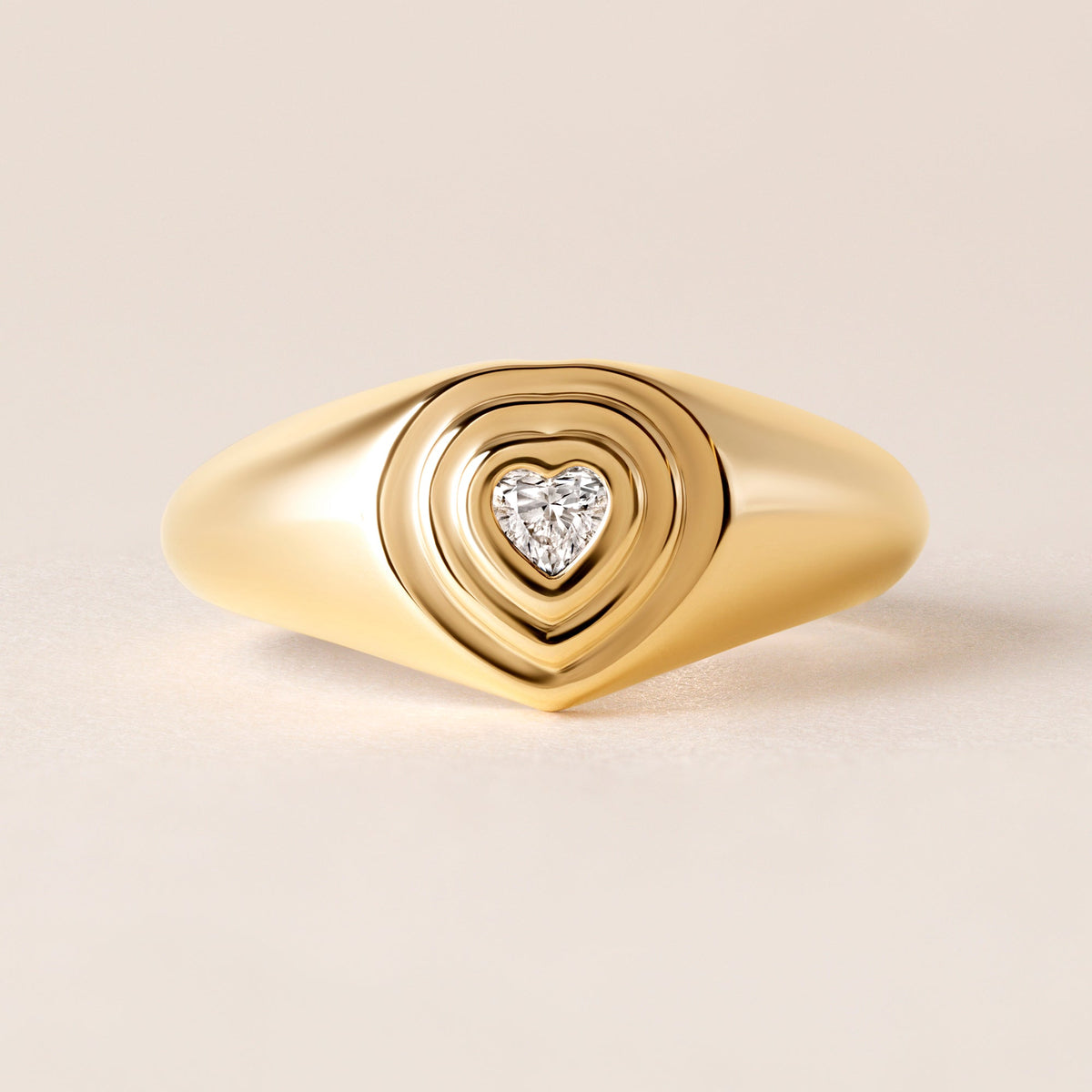 Echo Heart Diamond Signet Ring Ring ABB-711.1-HT-D-1  - Abtin & Co.