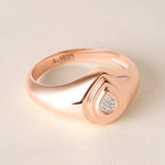 Echo Pear Diamond Signet Ring Ring ABB-711.1-PR-D-27  - Abtin & Co.