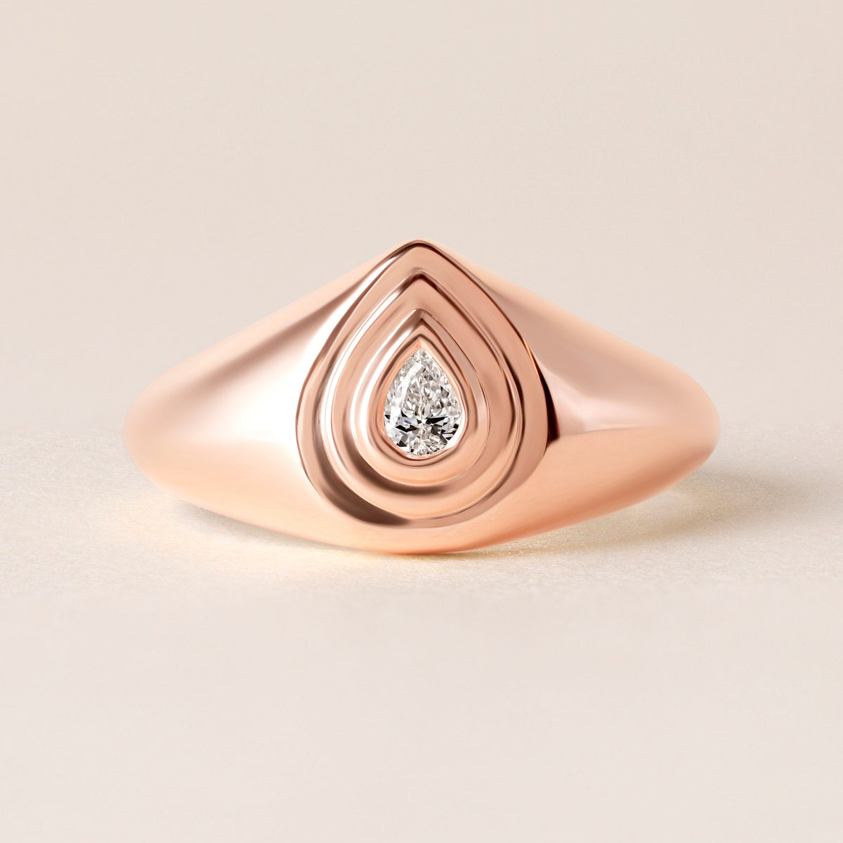 Echo Pear Diamond Signet Ring Ring ABB-711.1-PR-D-27  - Abtin & Co.