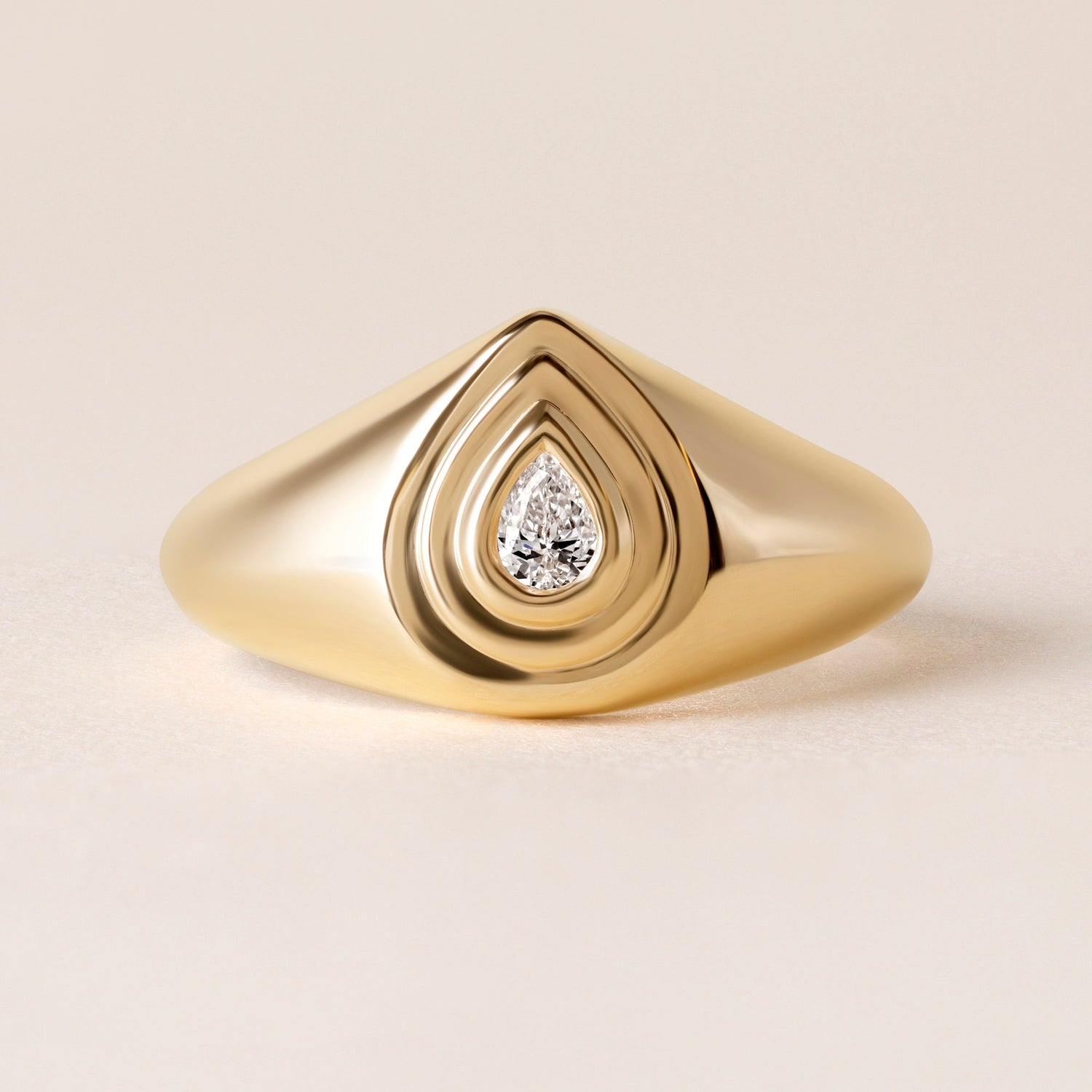 Echo Pear Diamond Signet Ring Ring ABB-711.1-PR-D-1  - Abtin & Co.