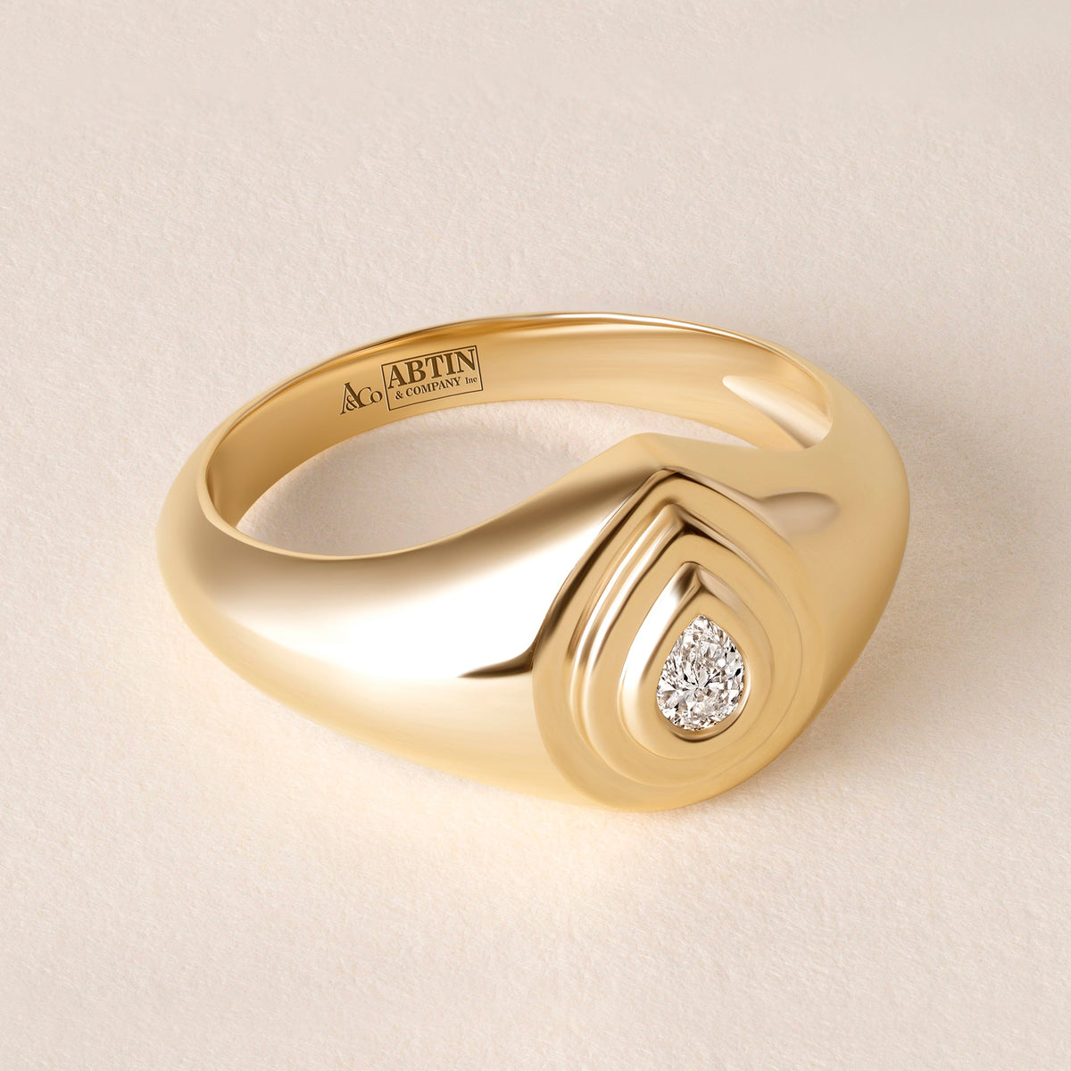 Echo Pear Diamond Signet Ring Ring ABB-711.1-PR-D-1  - Abtin & Co.