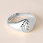 Echo Pear Diamond Signet Ring Ring ABB-711.1-PR-D-14  - Abtin & Co.