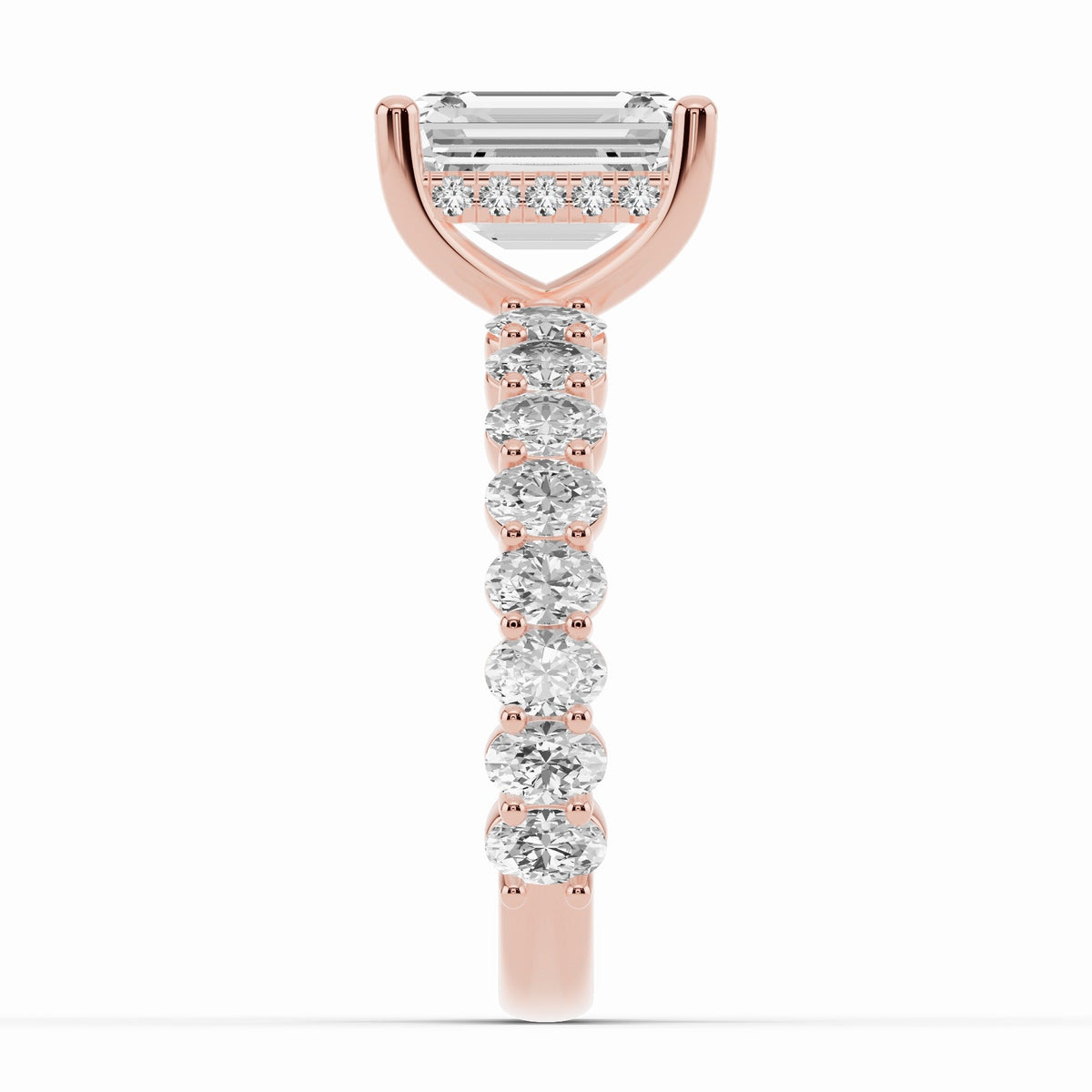 Emerald Cut Aurielle Crown Engagement Ring Ring ABER-106-EM-LGD-11  - Abtin & Co.