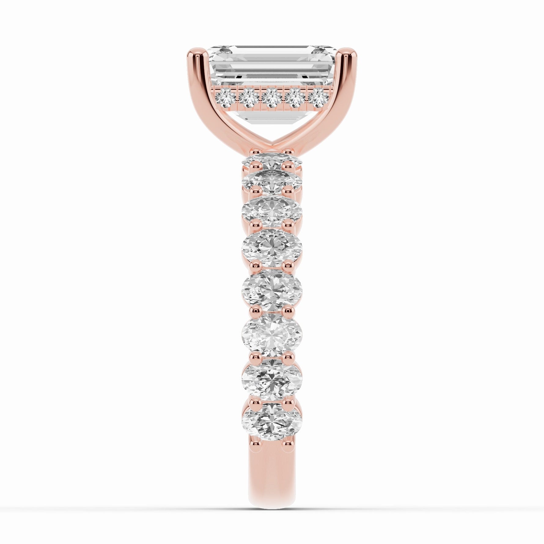 Emerald Cut Aurielle Crown Engagement Ring Ring ABER-106-EM-LGD-11  - Abtin & Co.