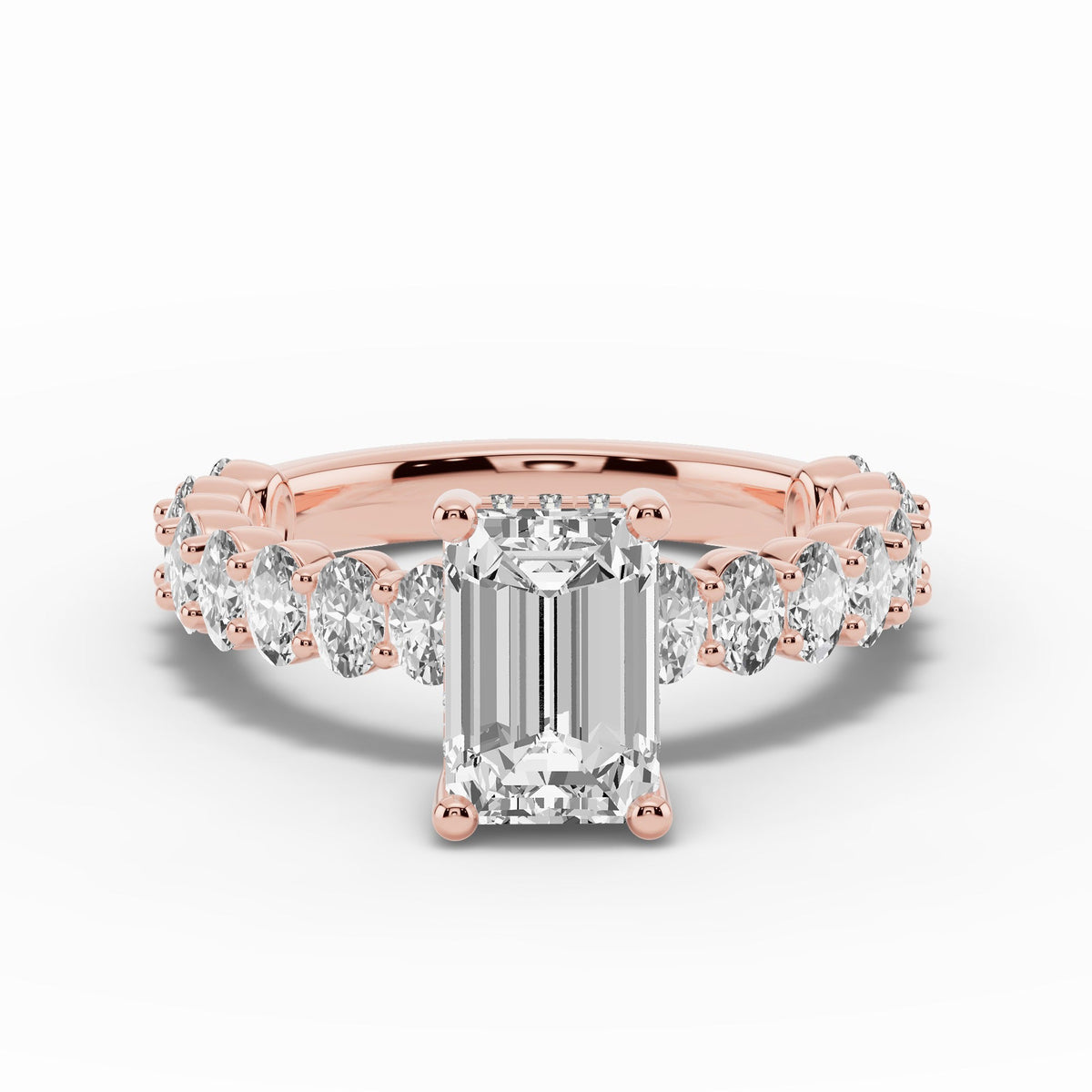 Emerald Cut Aurielle Crown Engagement Ring Ring ABER-106-EM-LGD-11  - Abtin & Co.