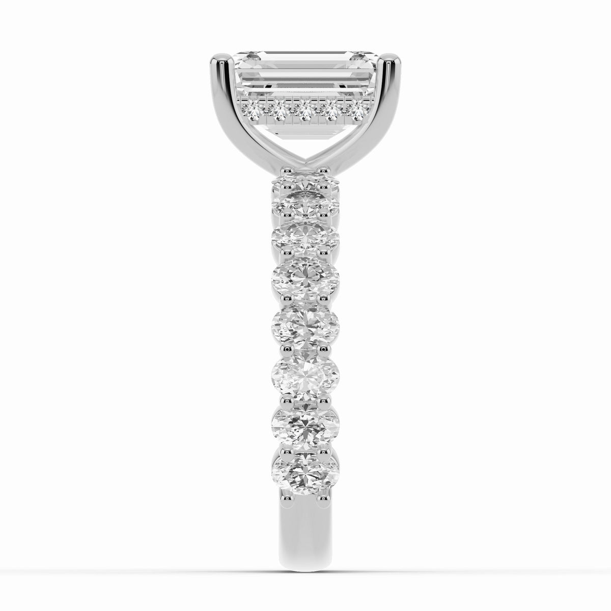 Emerald Cut Aurielle Crown Engagement Ring Ring ABER-106-EM-LGD-6  - Abtin & Co.