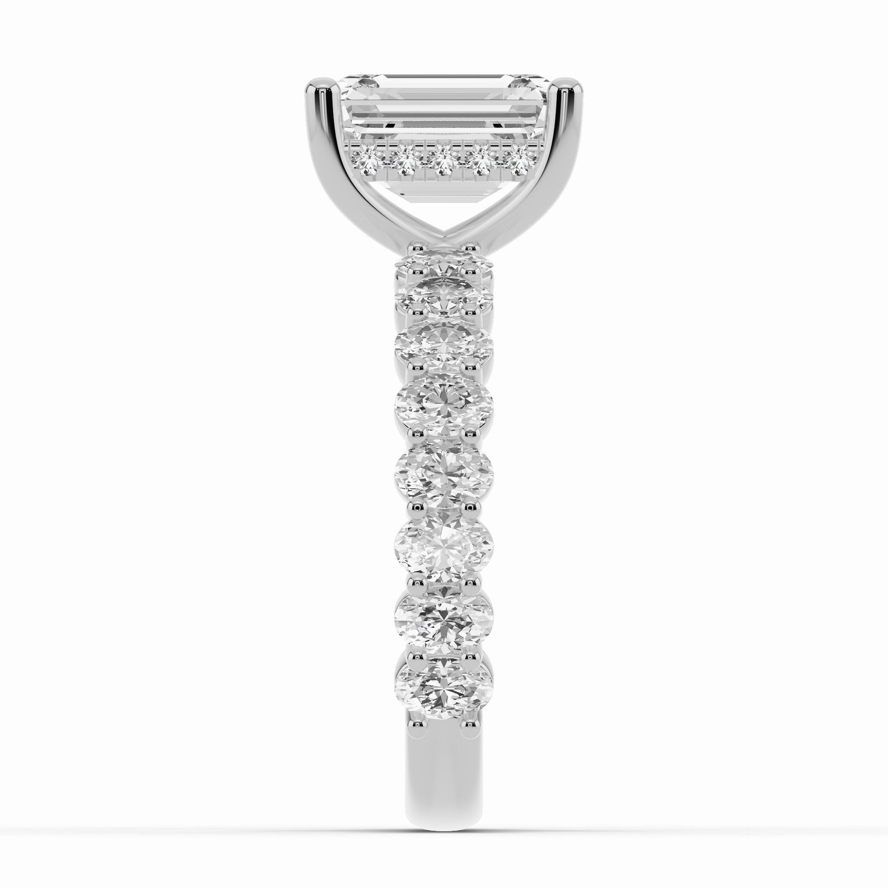 Emerald Cut Aurielle Crown Engagement Ring Ring ABER-106-EM-LGD-6  - Abtin & Co.