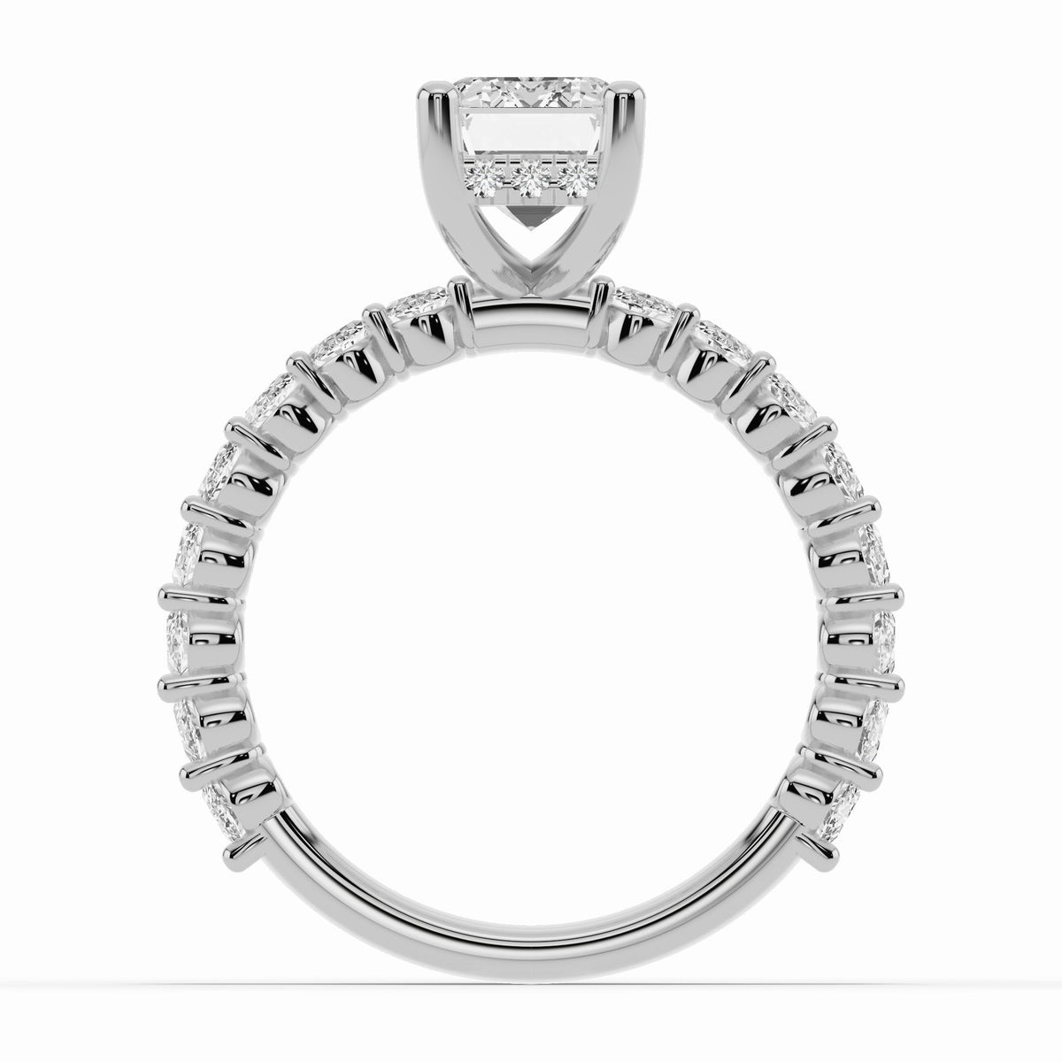 Emerald Cut Aurielle Crown Engagement Ring Ring ABER-106-EM-LGD-6  - Abtin & Co.
