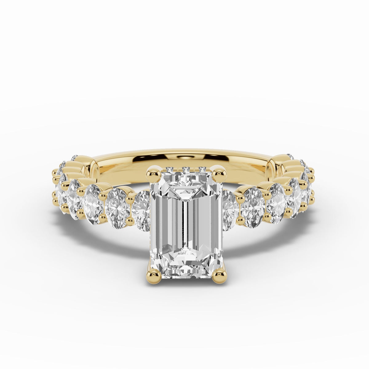Emerald Cut Aurielle Crown Engagement Ring Ring ABER-106-EM-LGD-1  - Abtin & Co.