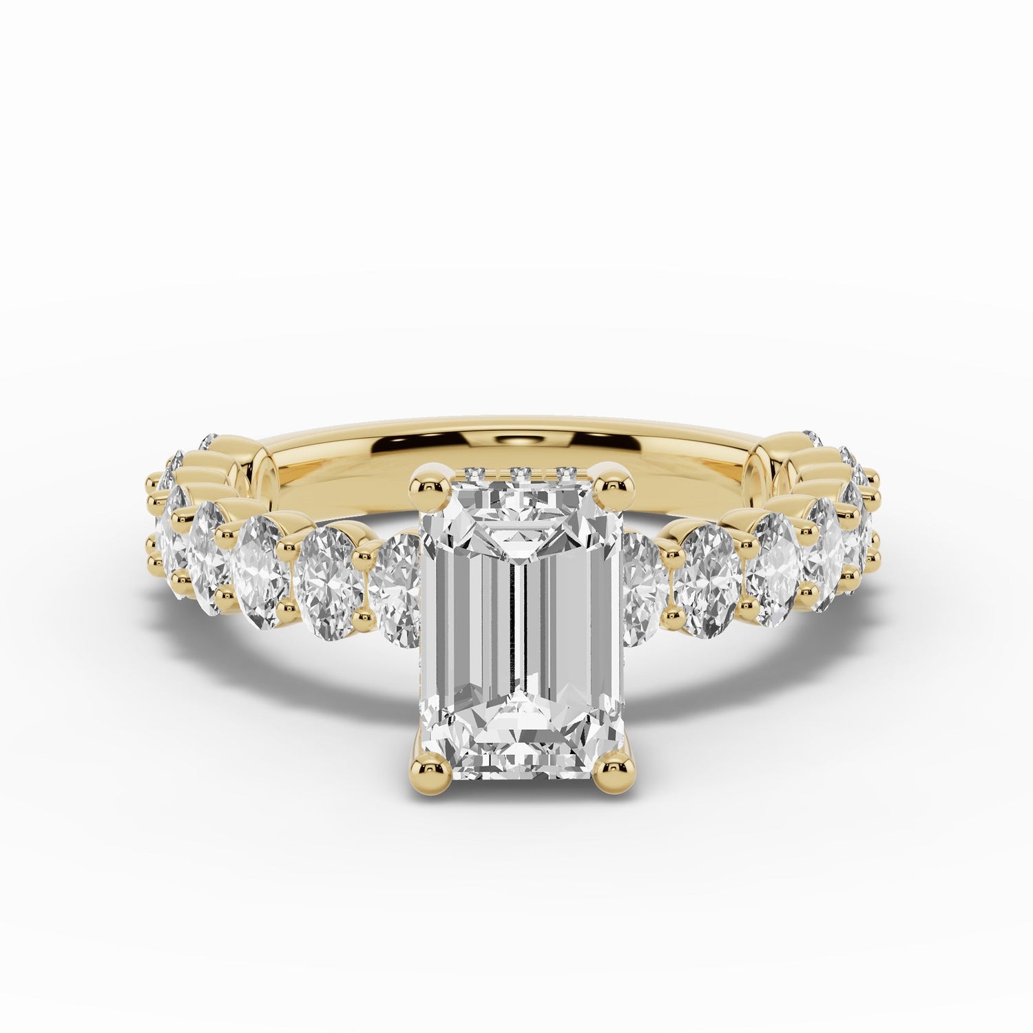 Emerald Cut Aurielle Crown Engagement Ring Ring ABER-106-EM-LGD-1  - Abtin & Co.