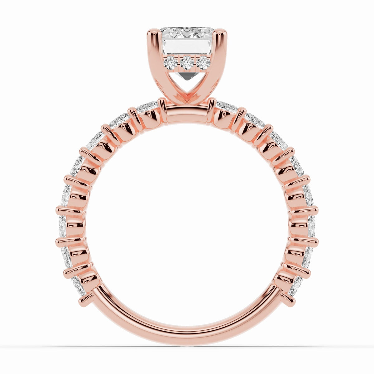 Emerald Cut Aurielle Crown Engagement Ring Ring ABER-106-EM-LGD-11  - Abtin & Co.