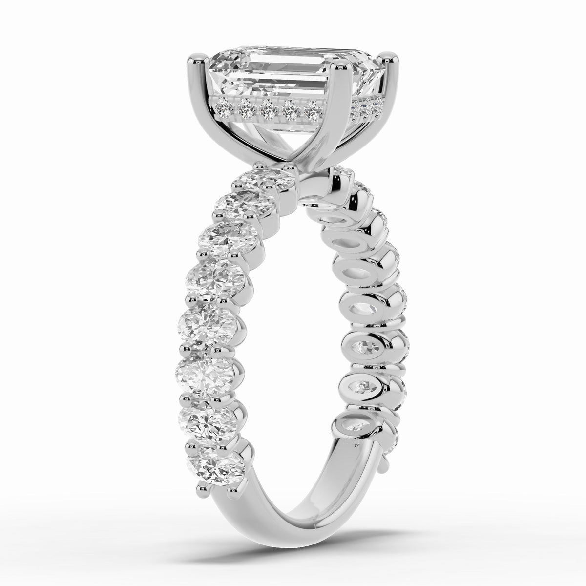 Emerald Cut Aurielle Crown Engagement Ring Ring ABER-106-EM-LGD-6  - Abtin & Co.