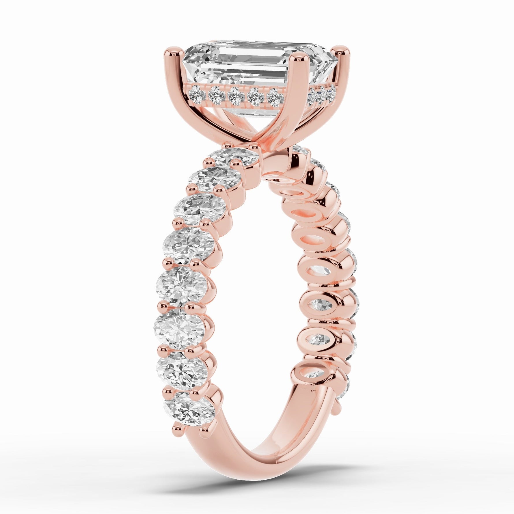 Emerald Cut Aurielle Crown Engagement Ring Ring ABER-106-EM-LGD-11  - Abtin & Co.