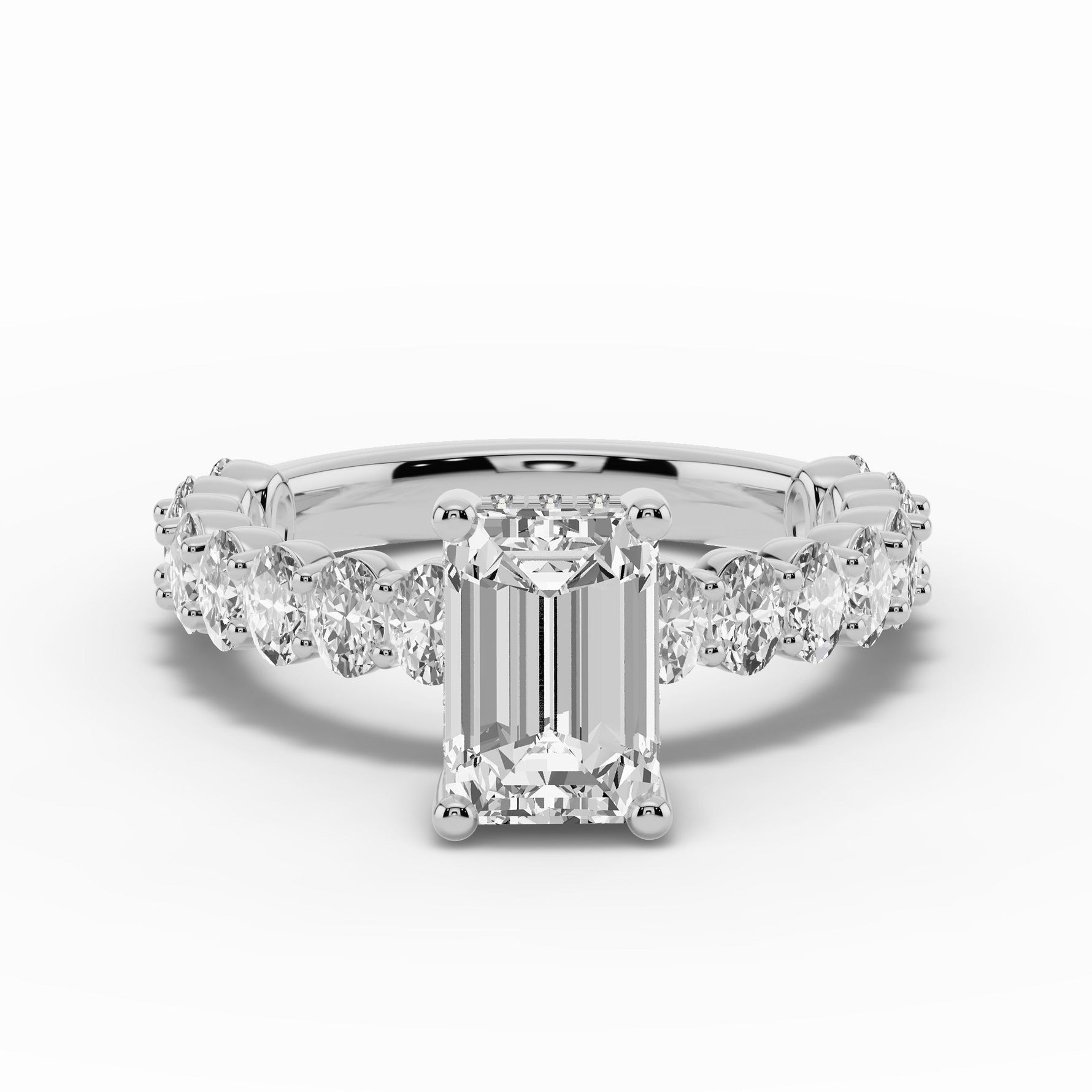 Emerald Cut Aurielle Crown Engagement Ring Ring ABER-106-EM-LGD-6  - Abtin & Co.