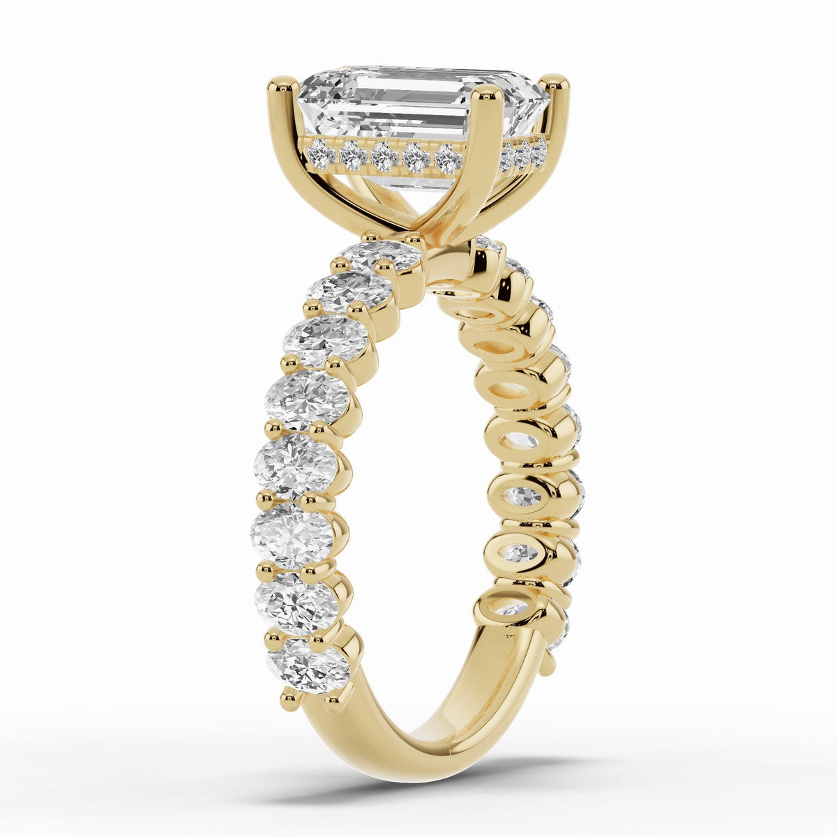 Emerald Cut Aurielle Crown Engagement Ring Ring ABER-106-EM-LGD-1  - Abtin & Co.