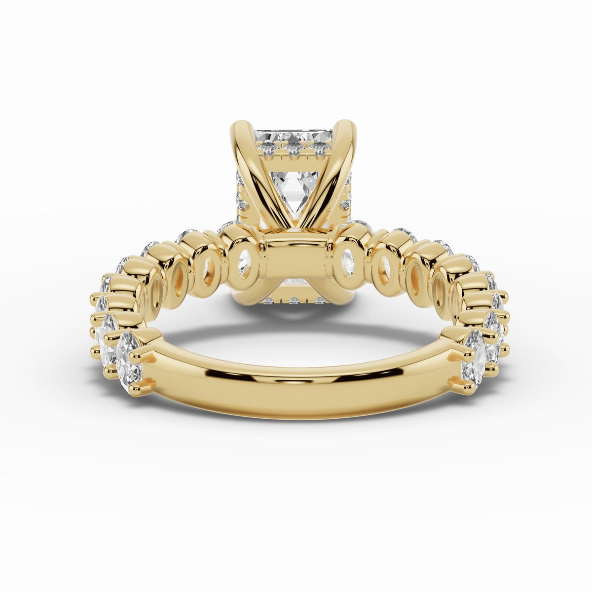Emerald Cut Aurielle Crown Engagement Ring Ring ABER-106-EM-LGD-1  - Abtin & Co.