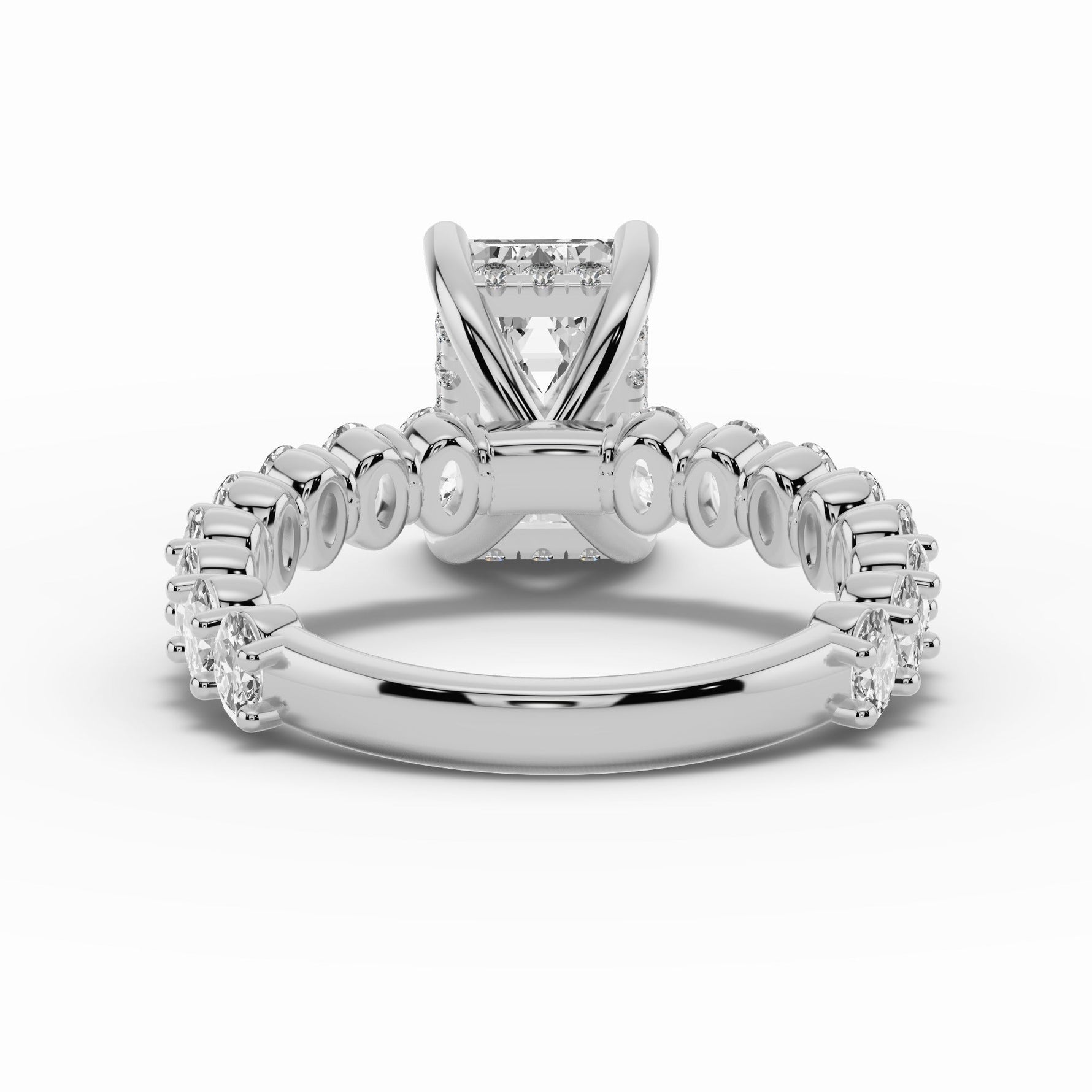 Emerald Cut Aurielle Crown Engagement Ring Ring ABER-106-EM-LGD-6  - Abtin & Co.