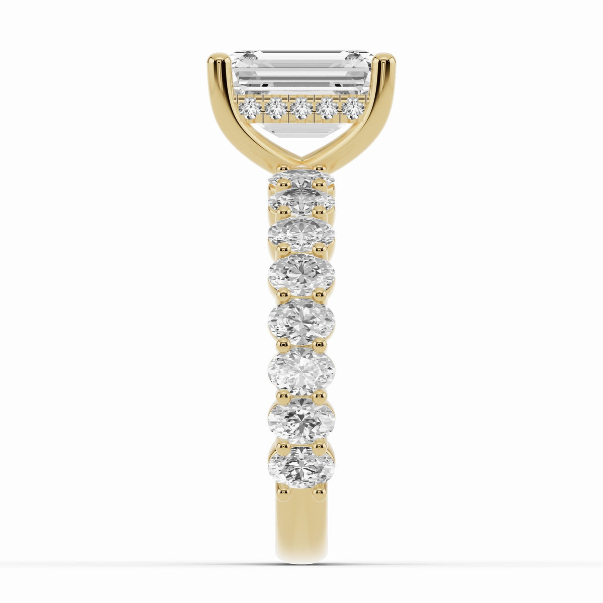 Emerald Cut Aurielle Crown Engagement Ring Ring ABER-106-EM-LGD-1  - Abtin & Co.