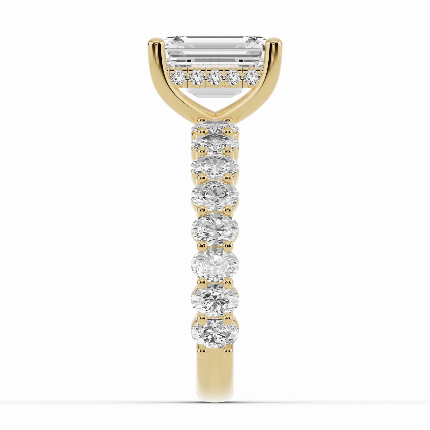 Emerald Cut Aurielle Crown Engagement Ring Ring ABER-106-EM-LGD-1  - Abtin & Co.