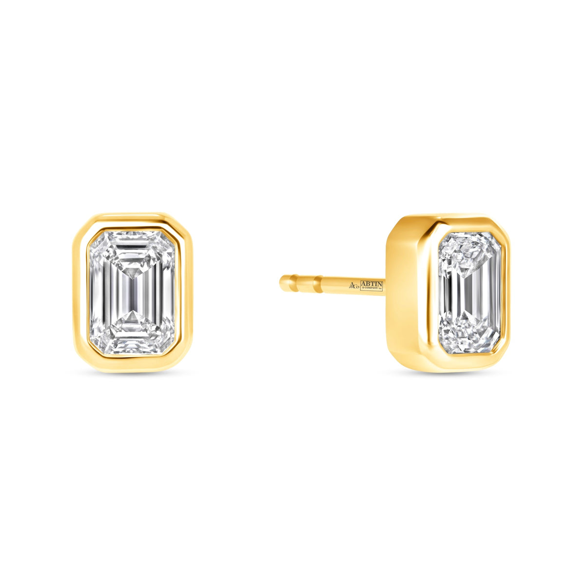 Emerald Cut Célina Bezel Studs Earring ABE-231-D-1  - Abtin & Co.