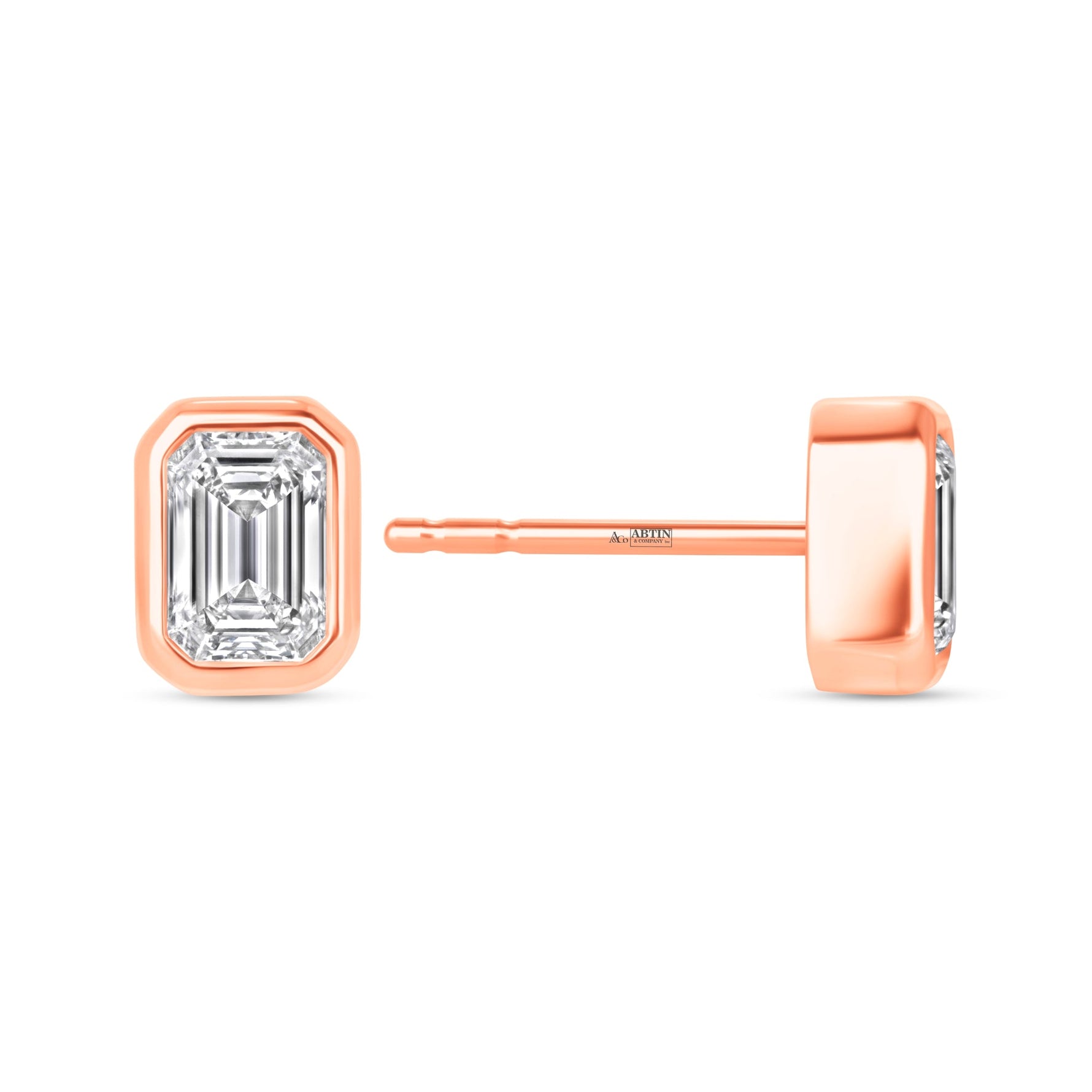 Emerald Cut Célina Bezel Studs Earring ABE-231-D-7  - Abtin & Co.