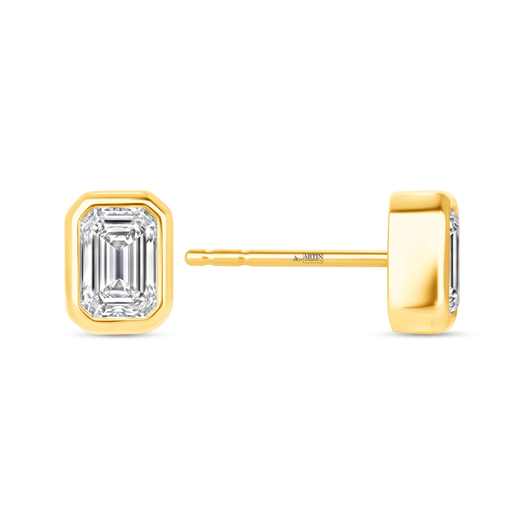 Emerald Cut Célina Bezel Studs Earring ABE-231-D-1  - Abtin & Co.