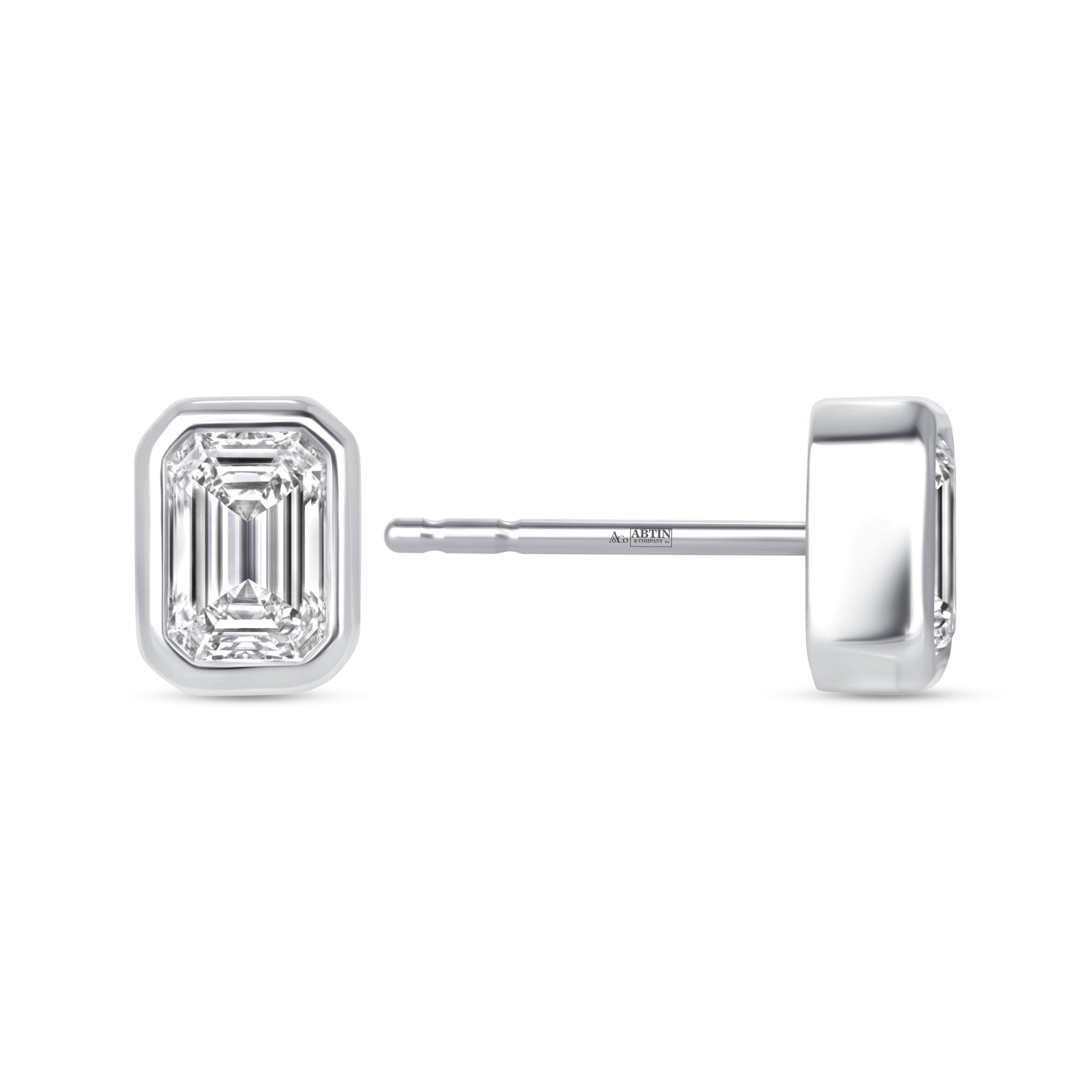 Emerald Cut Célina Bezel Studs Earring ABE-231-D-4  - Abtin & Co.
