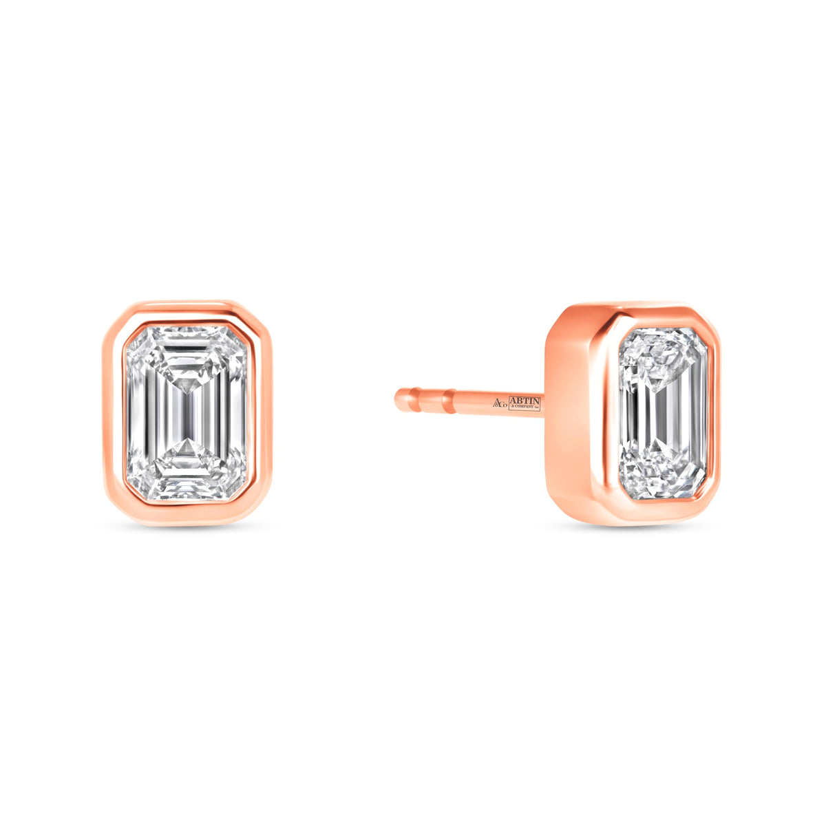 Emerald Cut Célina Bezel Studs Earring ABE-231-D-7  - Abtin & Co.