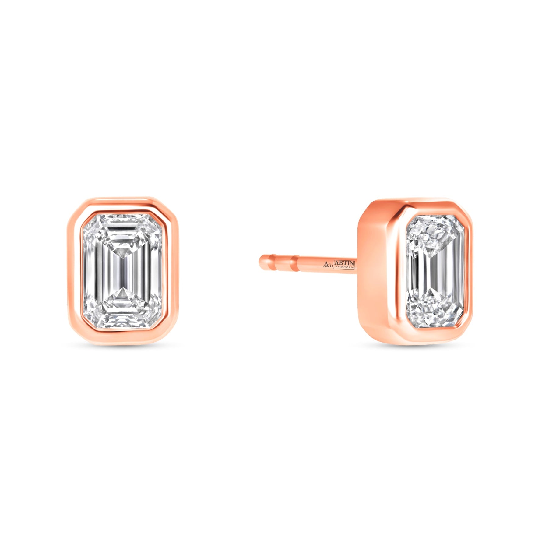 Emerald Cut Célina Bezel Studs Earring ABE-231-D-7  - Abtin & Co.