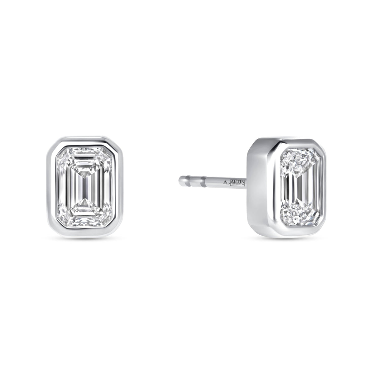 Emerald Cut Célina Bezel Studs Earring ABE-231-D-4  - Abtin & Co.