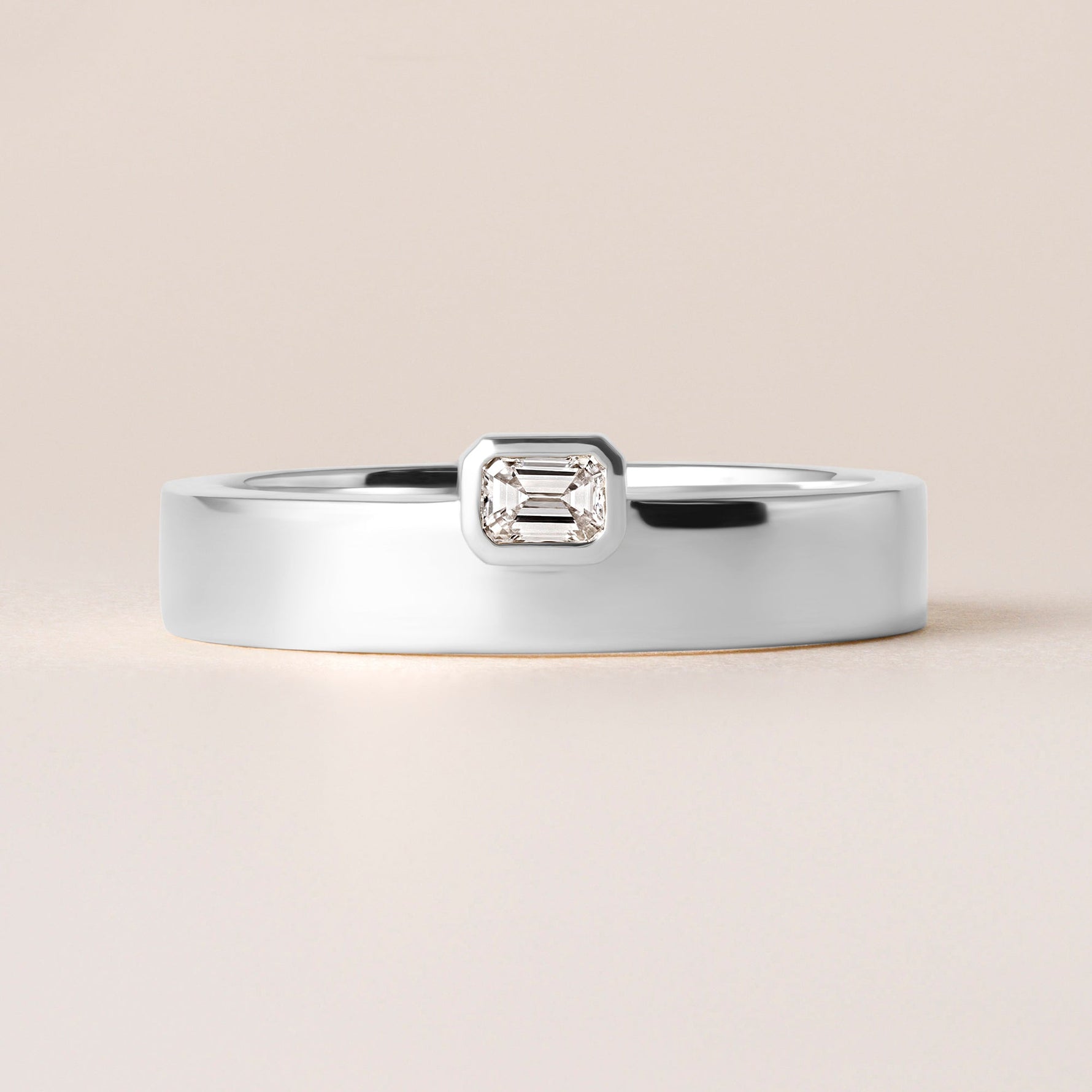 Emerald Cut Centerline Edge Ring Ring ABB-713.1V1-EM-D-14  - Abtin & Co.