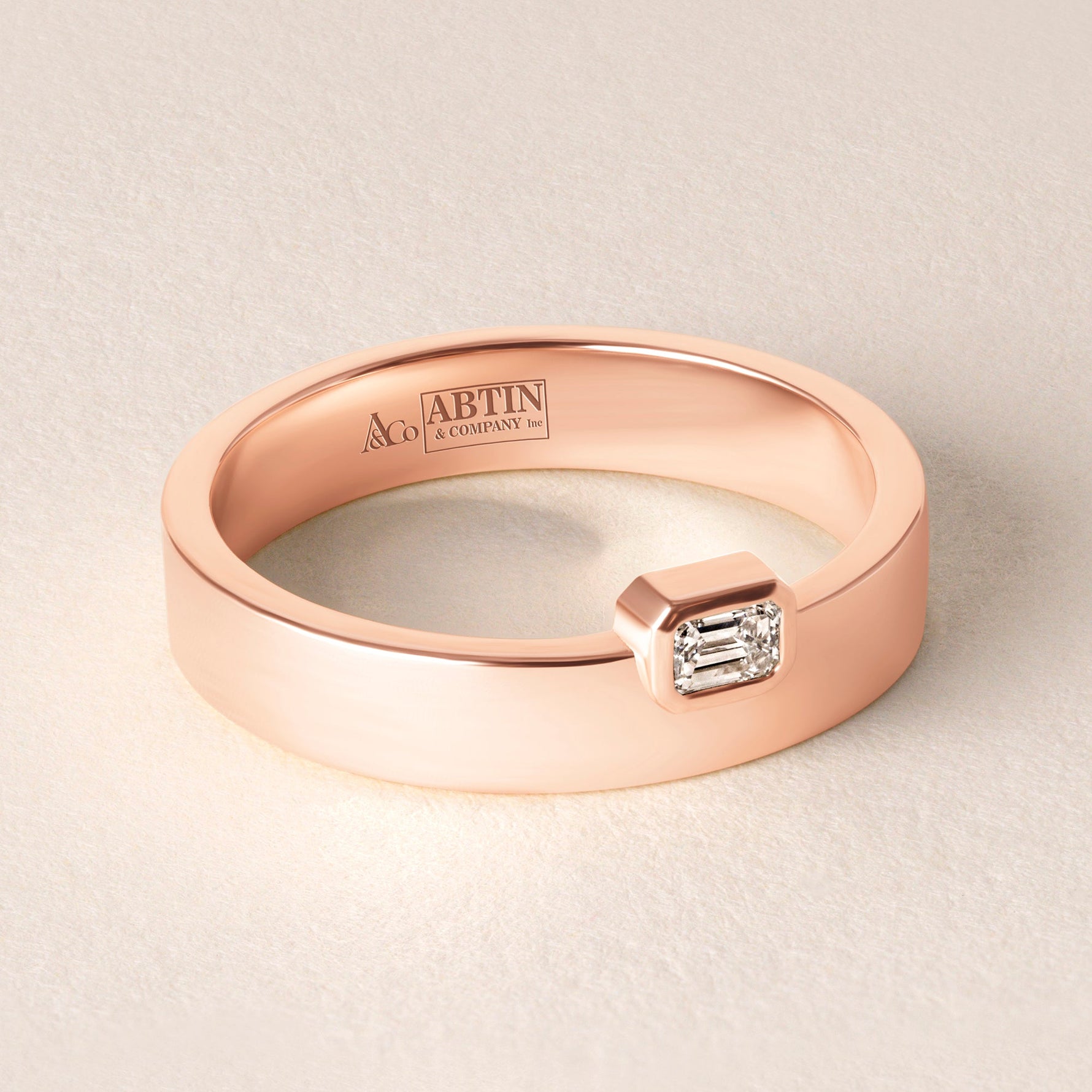 Emerald Cut Centerline Edge Ring Ring ABB-713.1V1-EM-D-27  - Abtin & Co.