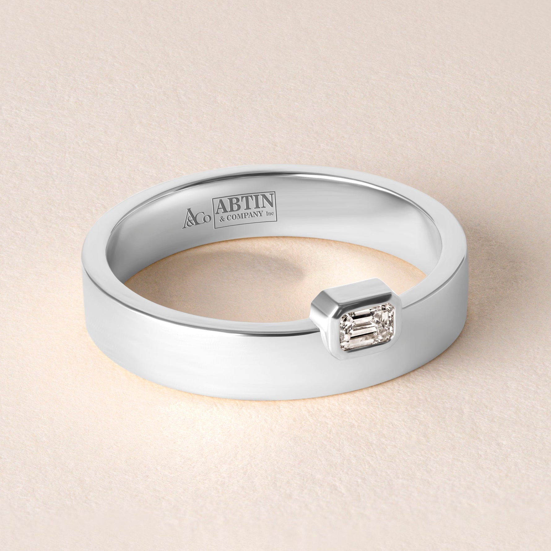 Emerald Cut Centerline Edge Ring Ring ABB-713.1V1-EM-D-14  - Abtin & Co.