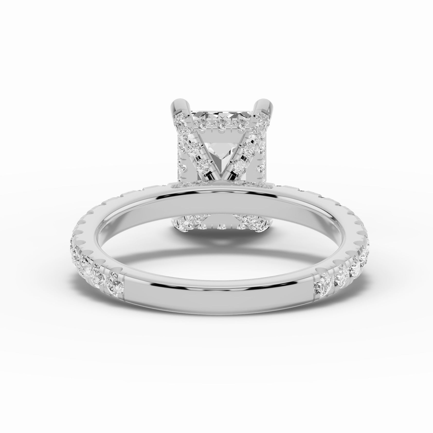 Emerald Cut Coronet Diamond Crown Engagement Ring Ring ABER-105-EM-LGD-6  - Abtin & Co.